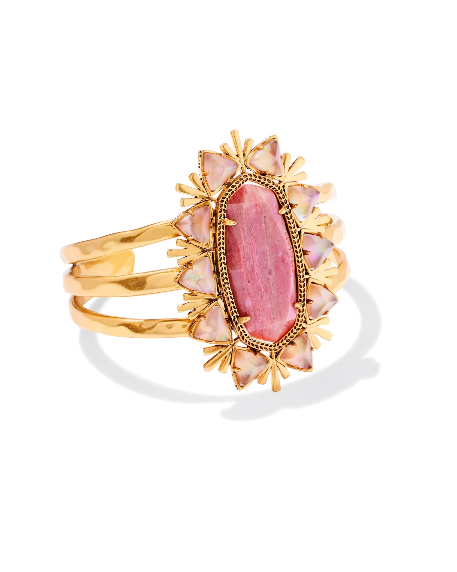 Kendra Scott Havana Vintage Gold Cuff Bracelet in Blush Pink | Quartzite