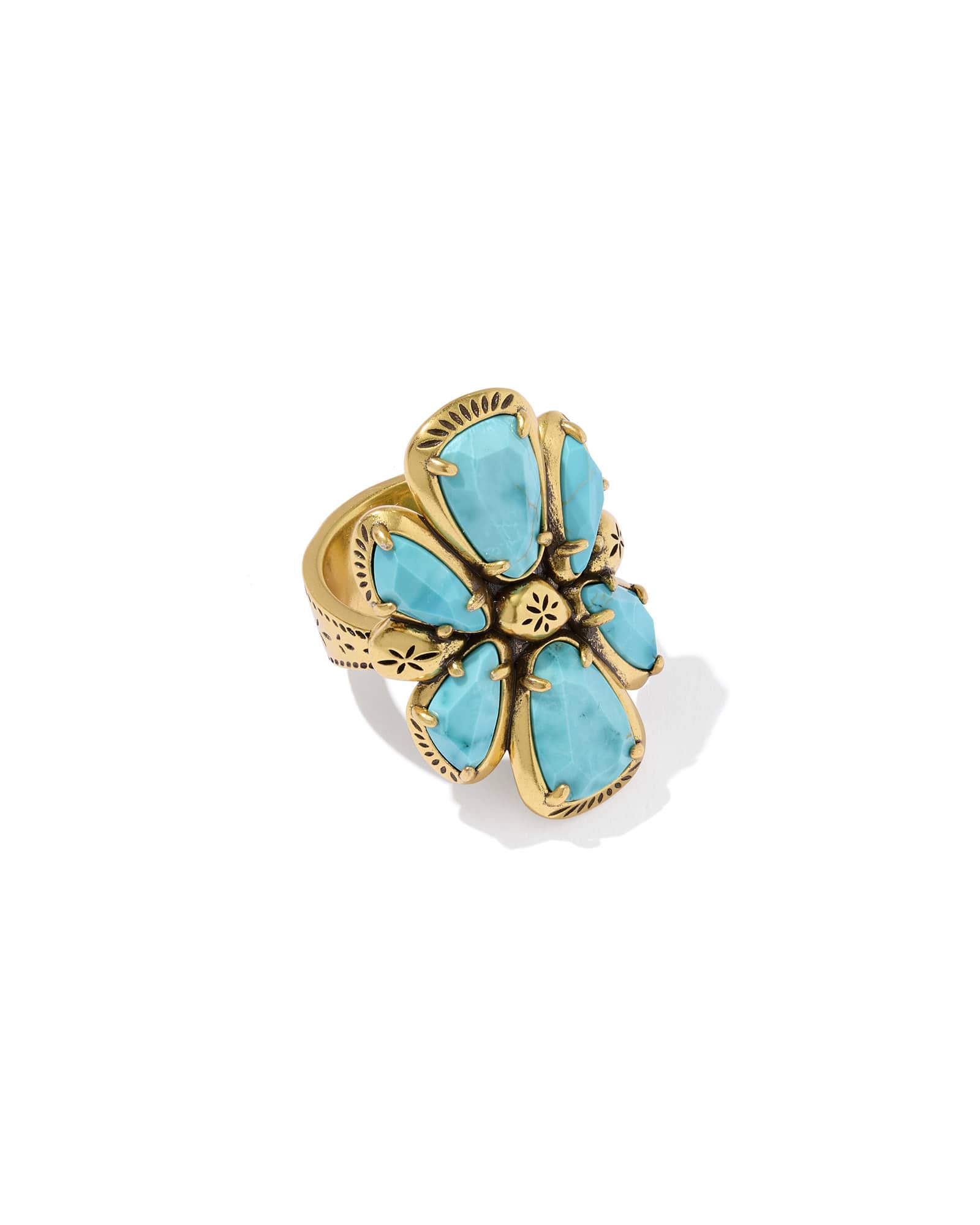 Kendra Scott Jamie Vintage Gold Cocktail Ring | Variegated Magnesite/Metal | Size 7