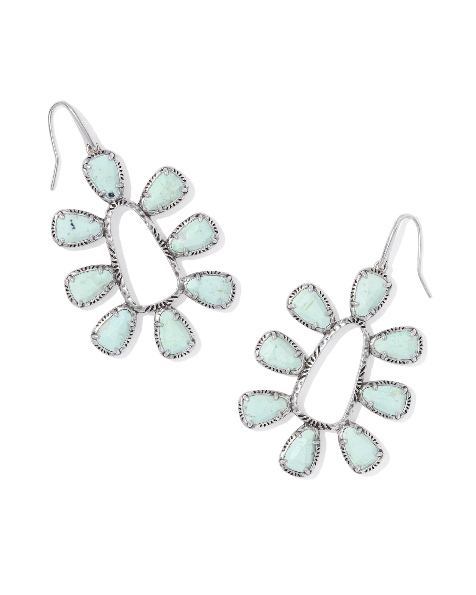 Kendra Scott Jamie Vintage Silver Statement Open Frame Earrings | Chrysocolla/Metal