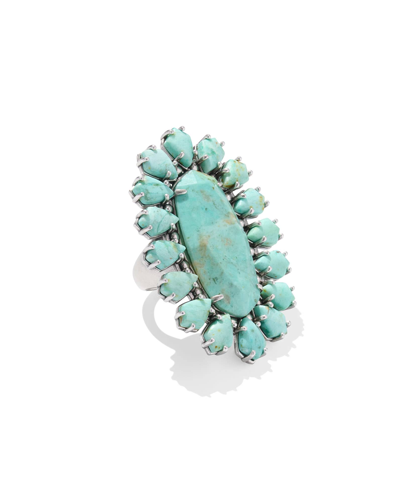 Kendra Scott Flynn Vintage Silver Cocktail Ring in Sea Green Chrysocolla | Mix | Size 5