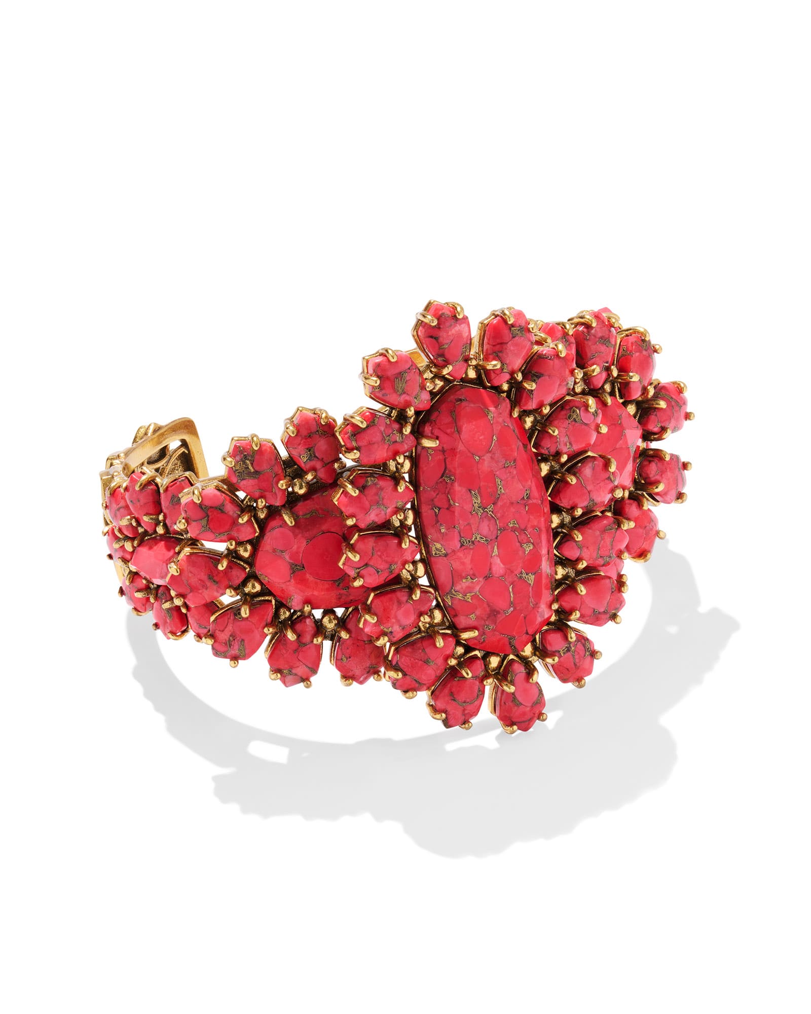 Kendra Scott Flynn Vintage Gold Statement Cuff Bracelet in Bronze Veined Red Magnesite | Bronze Veined Magnesite/Metal