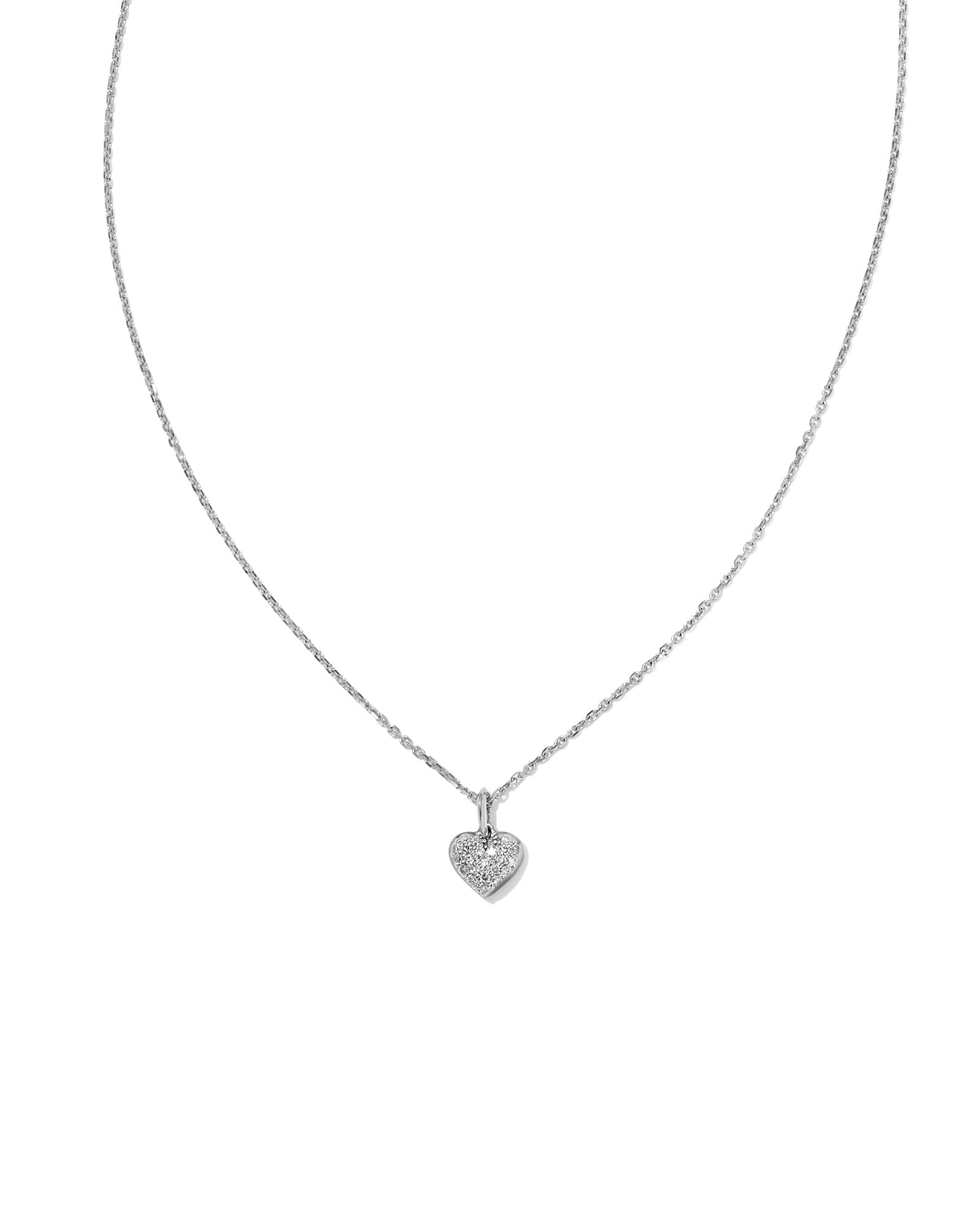 Kendra Scott Madeline 14k White Gold Small Pendant Necklace in White Diamond | Diamonds