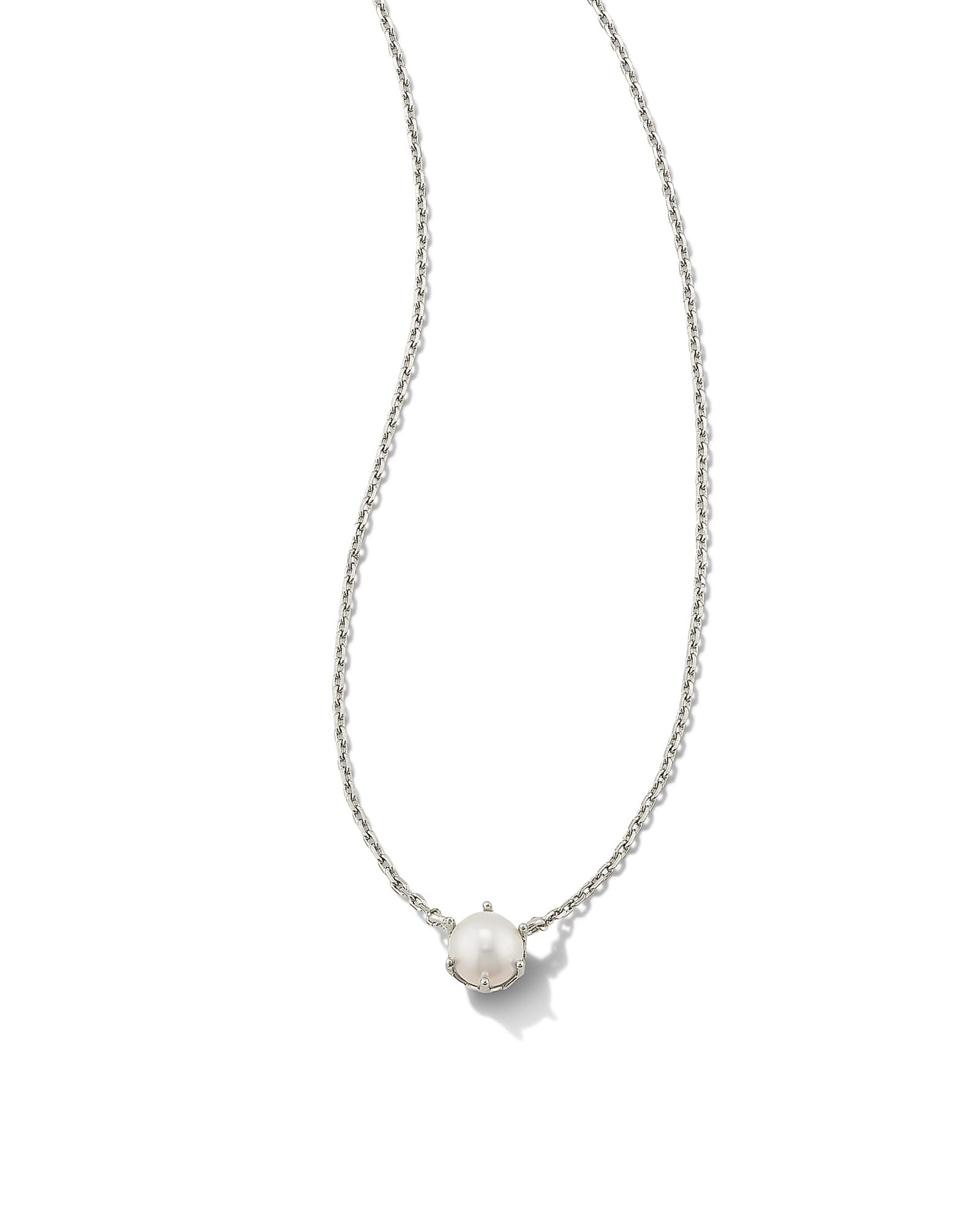 Kendra Scott Arya Silver Pendant Necklace in White Pearl | Pearl/Metal Rhodium