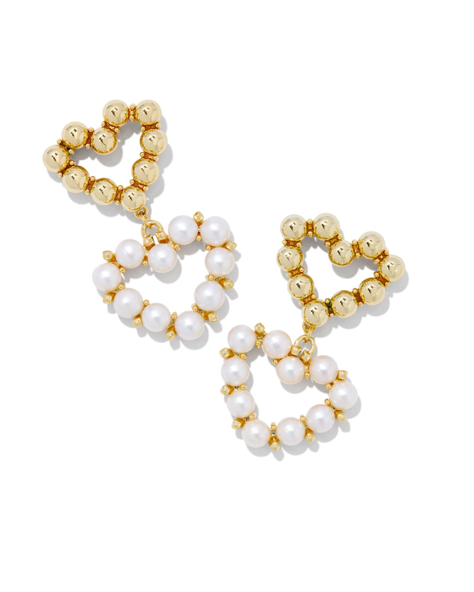 Kendra Scott Ashton Gold Heart Drop Earrings in White | Pearl