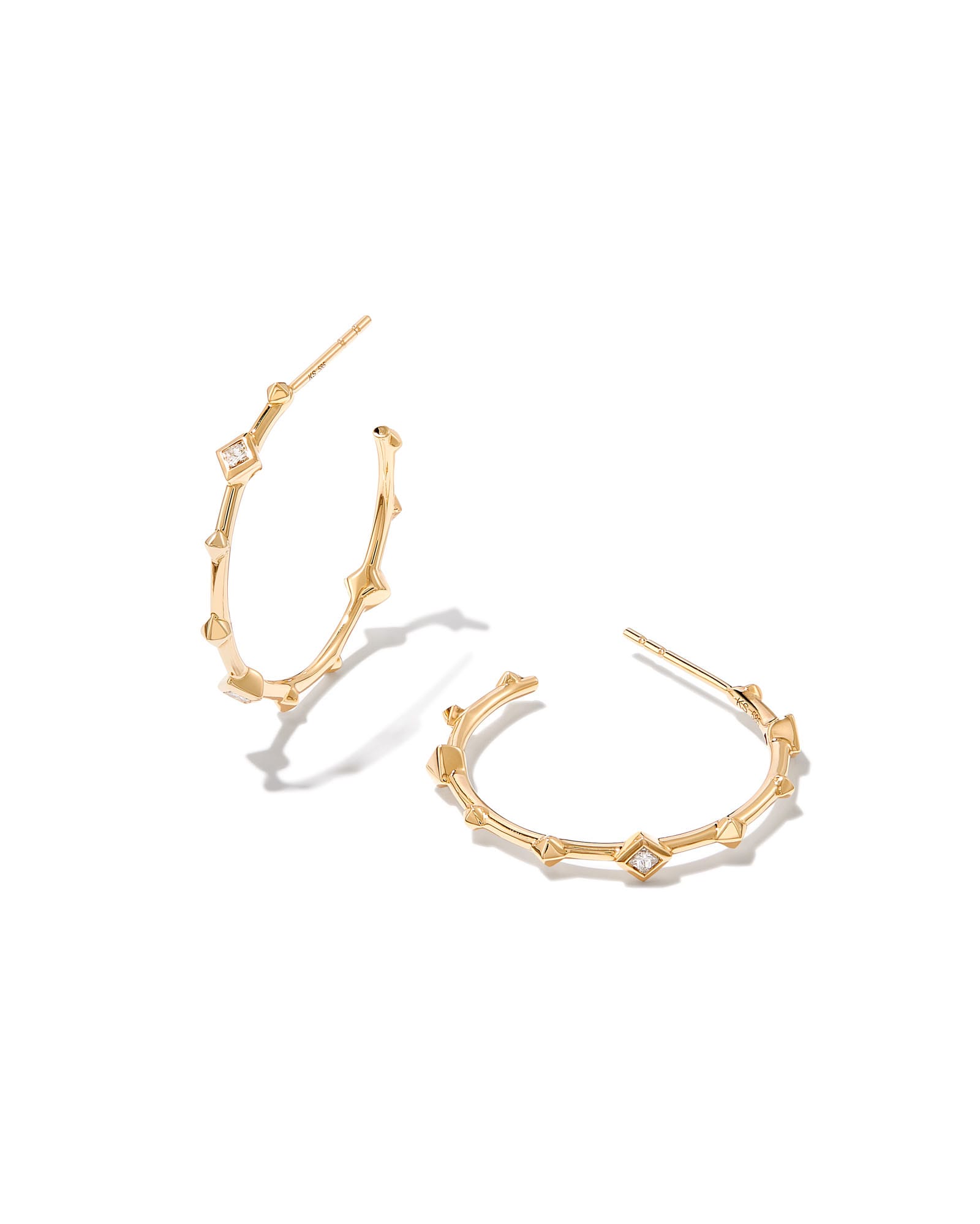 Kendra Scott Michelle 14k Yellow Gold Hoop Earrings in White Diamond | Diamonds/Metal