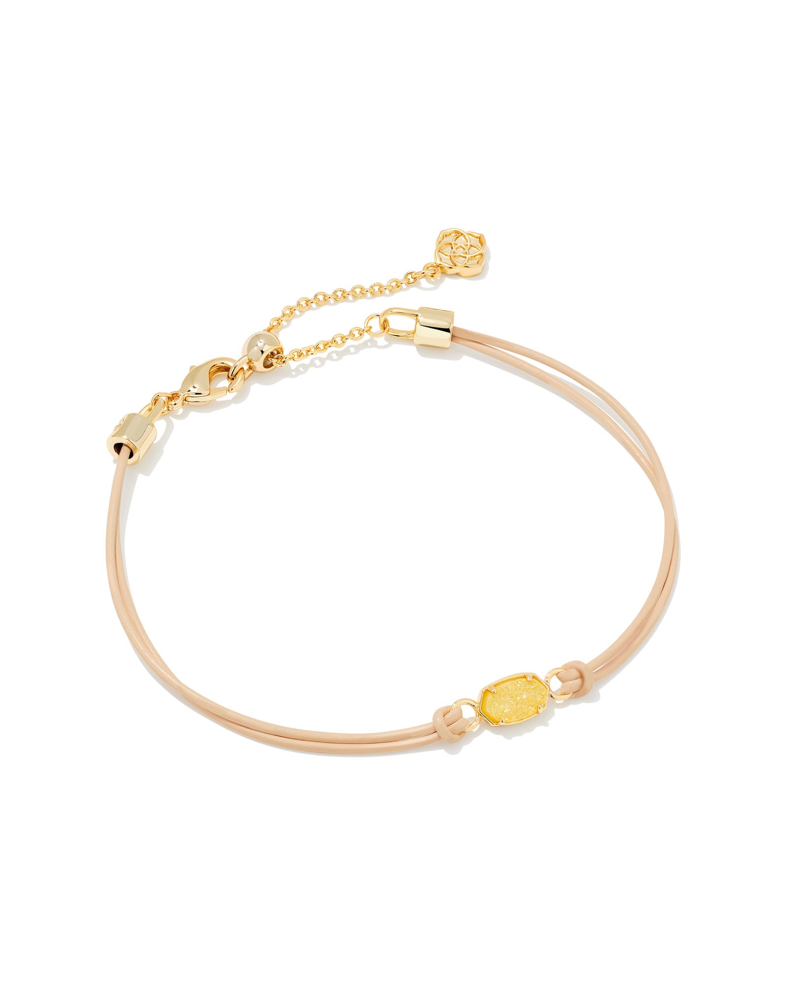 Kendra Scott Emilie Gold Corded Bracelet in Light Yellow Drusy | Mixed Media