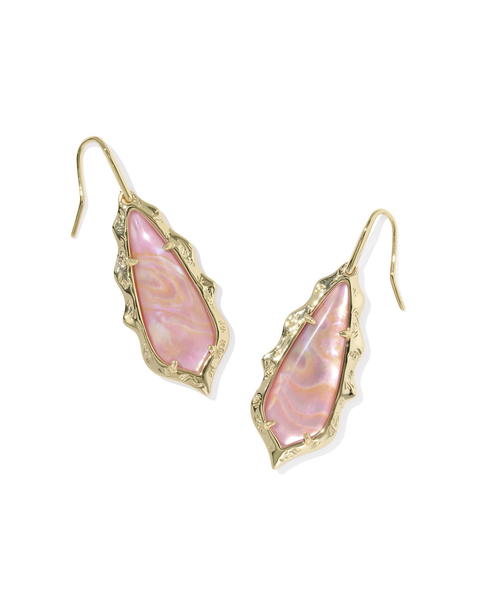 Kendra Scott Adriana Scallop Frame Gold Drop Earrings | Iridescent Abalone