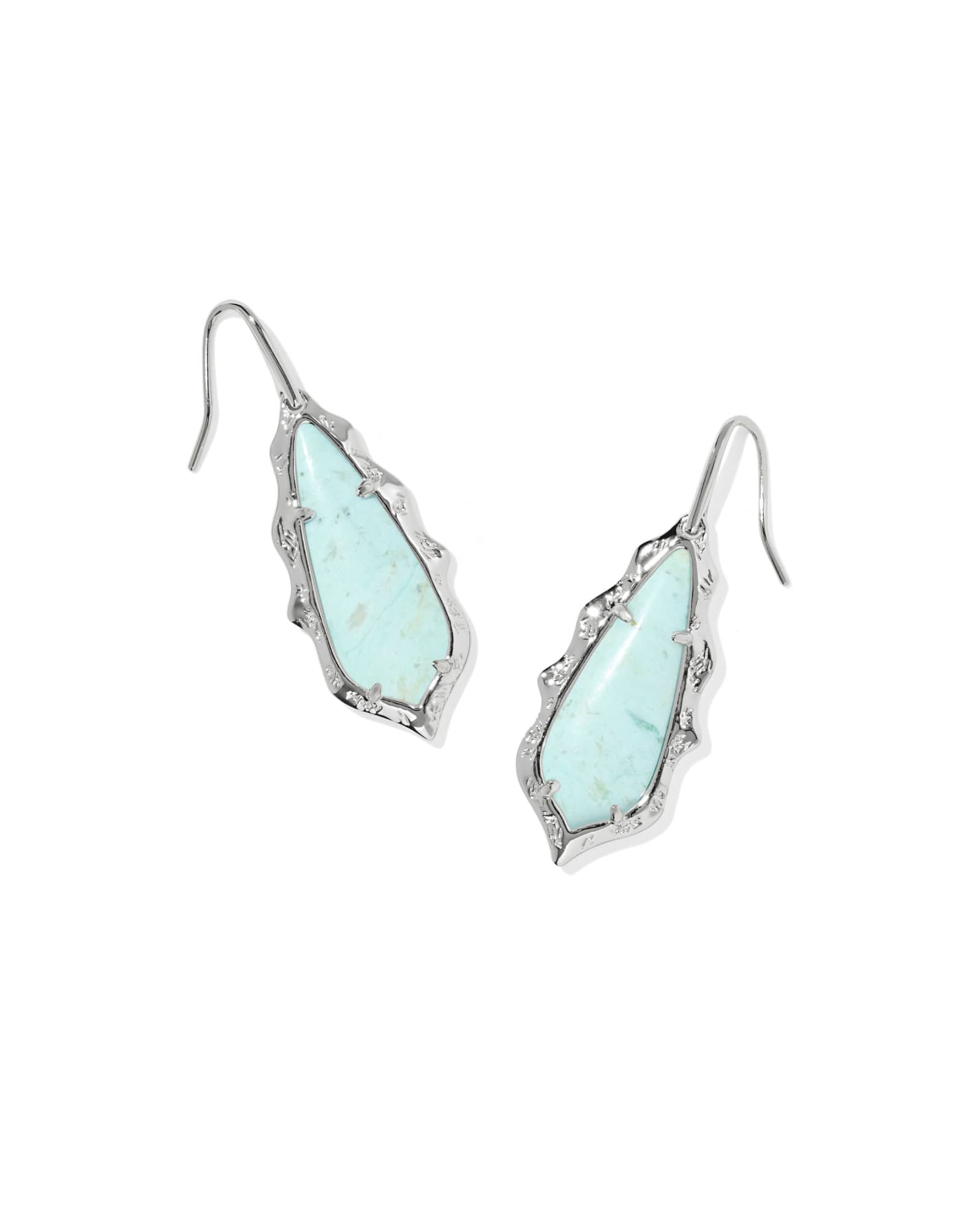 Kendra Scott Adriana Scallop Frame Silver Drop Earrings | Chrysocolla/Metal Rhodium