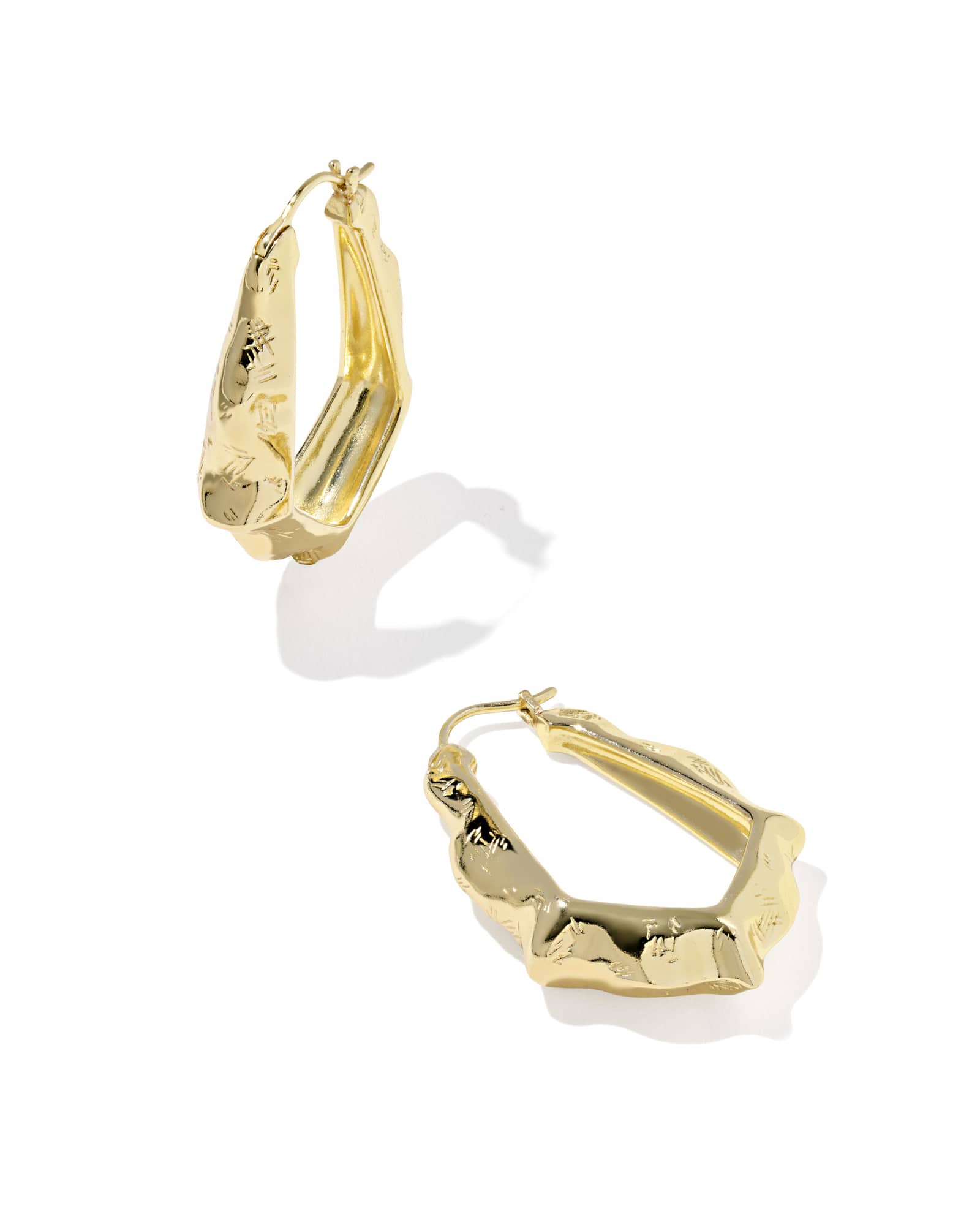 Kendra Scott Adriana Scallop Frame Gold Hoop Earrings | Metal