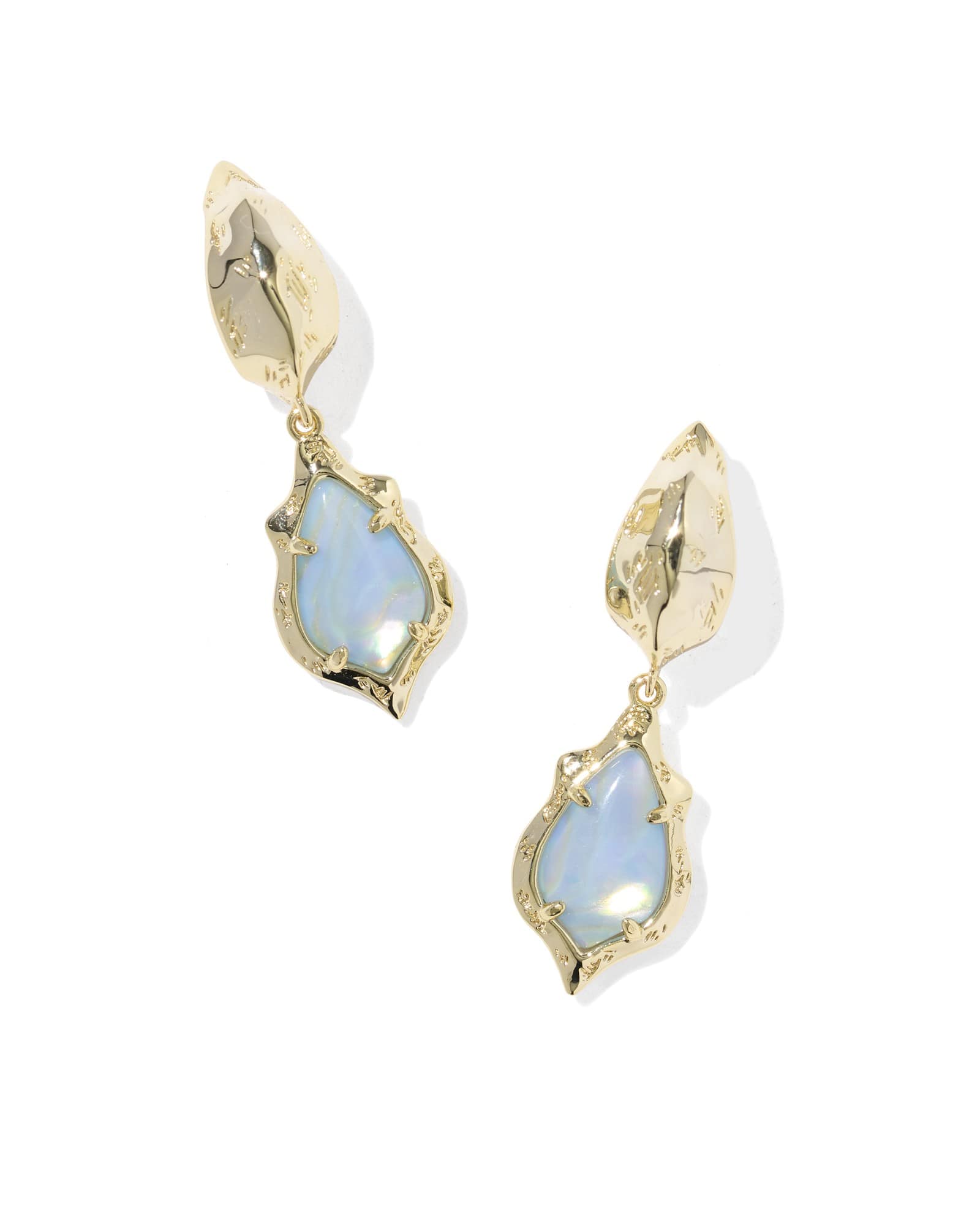 Kendra Scott Adriana Scallop Frame Gold Huggie Earrings | Iridescent Abalone