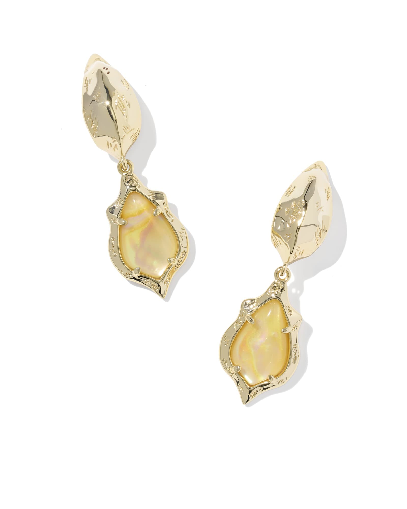 Kendra Scott Adriana Scallop Frame Gold Huggie Earrings | Iridescent Abalone