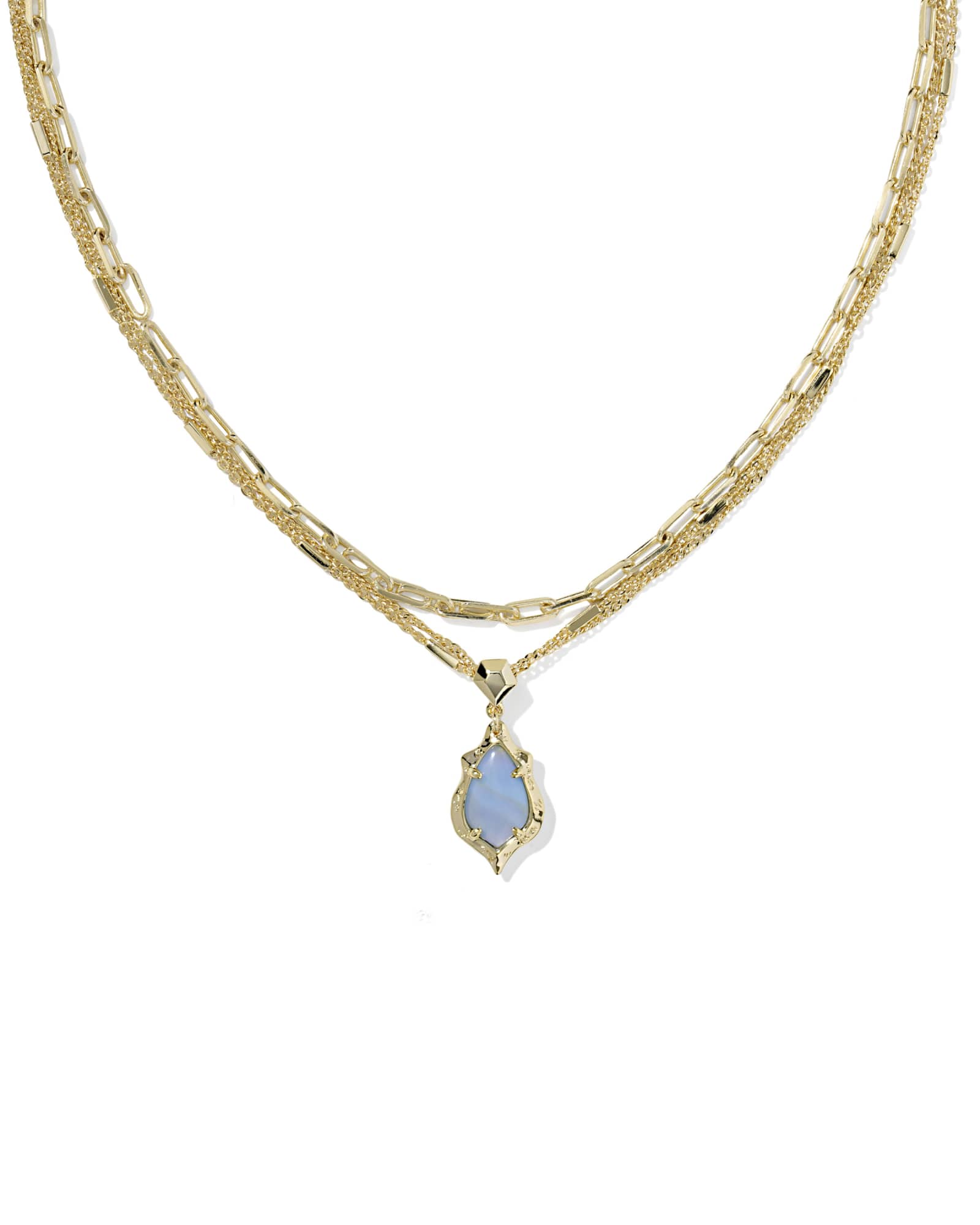 Kendra Scott Adriana Scallop Frame Gold Multi Strand Necklace | Iridescent Abalone