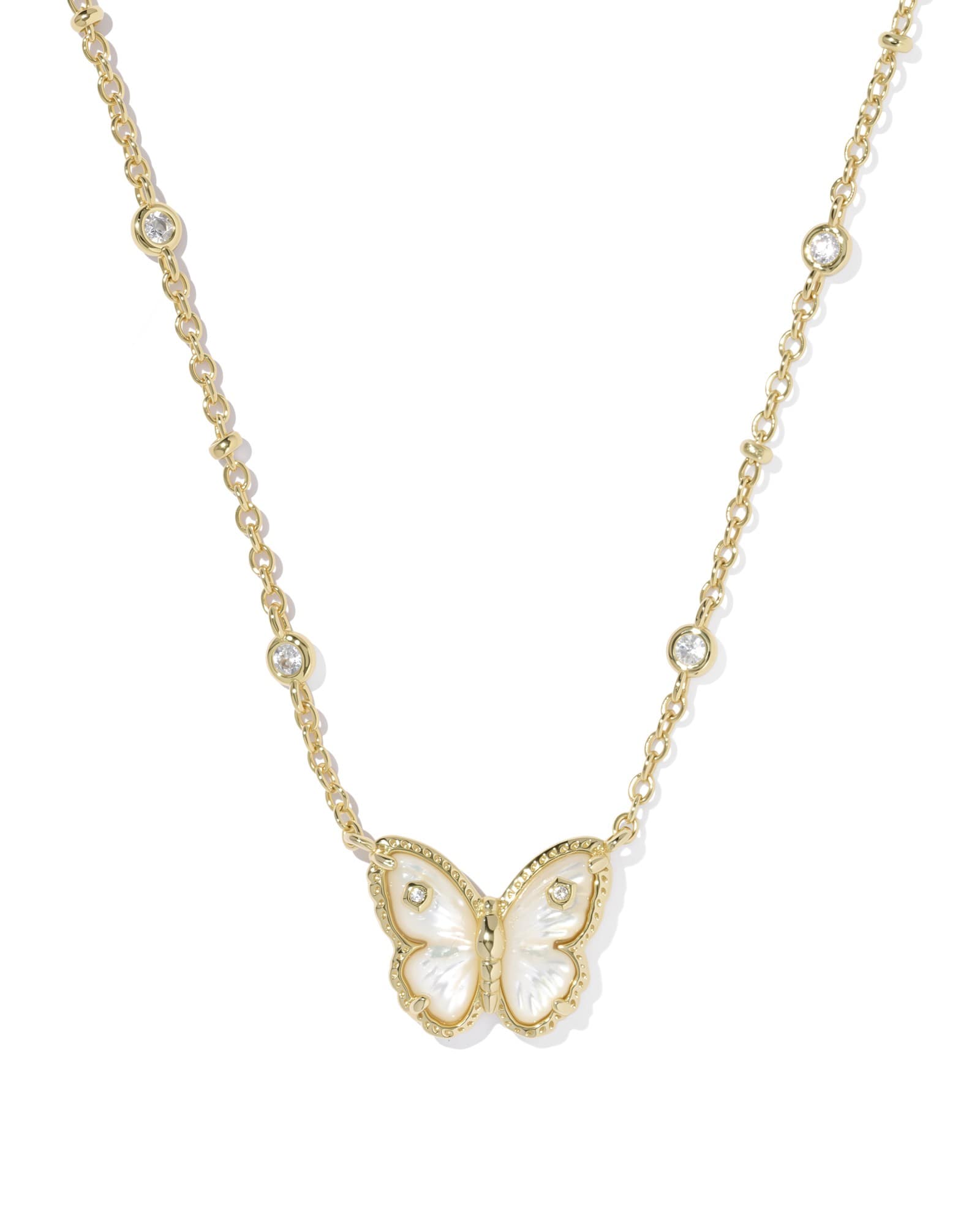 Kendra Scott Cailey Butterfly Gold Short Pendant Necklace | Mother Of Pearl