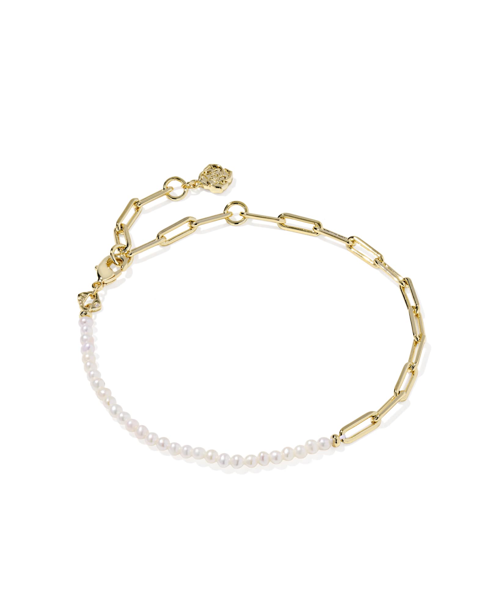 Kendra Scott Markie Gold Half Chain Bracelet | Pearl