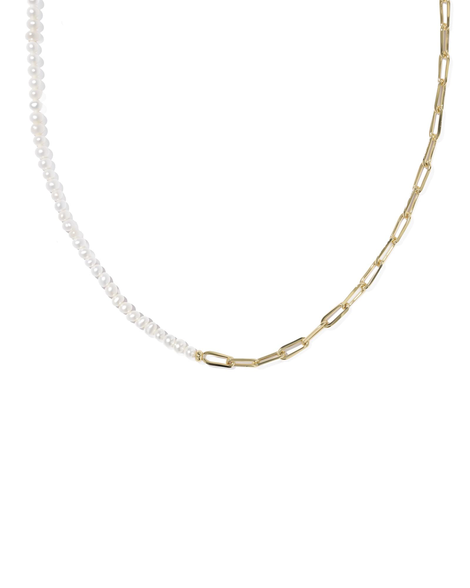 Kendra Scott Markie Gold Half Chain Necklace | Pearl