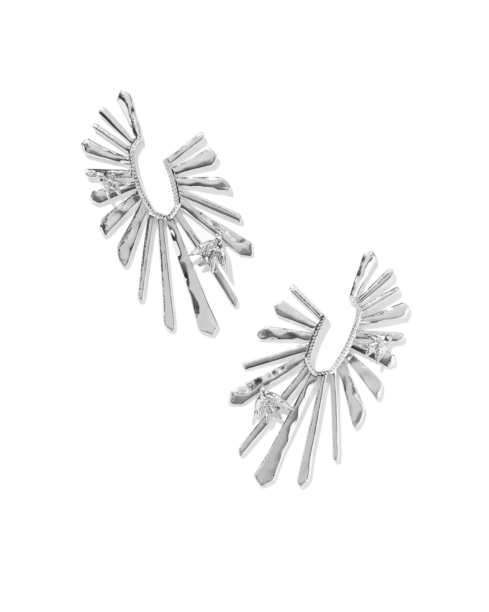 196088787435 - Melody Bird Silver Hoop Earrings