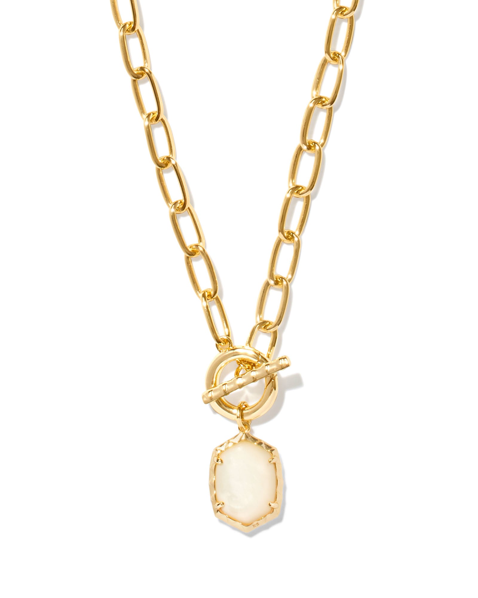 Kendra Scott Daphne Convertible Gold Link and Chain Necklace in Ivory Mother-of-Pearl | Mother Of Pearl/Metal