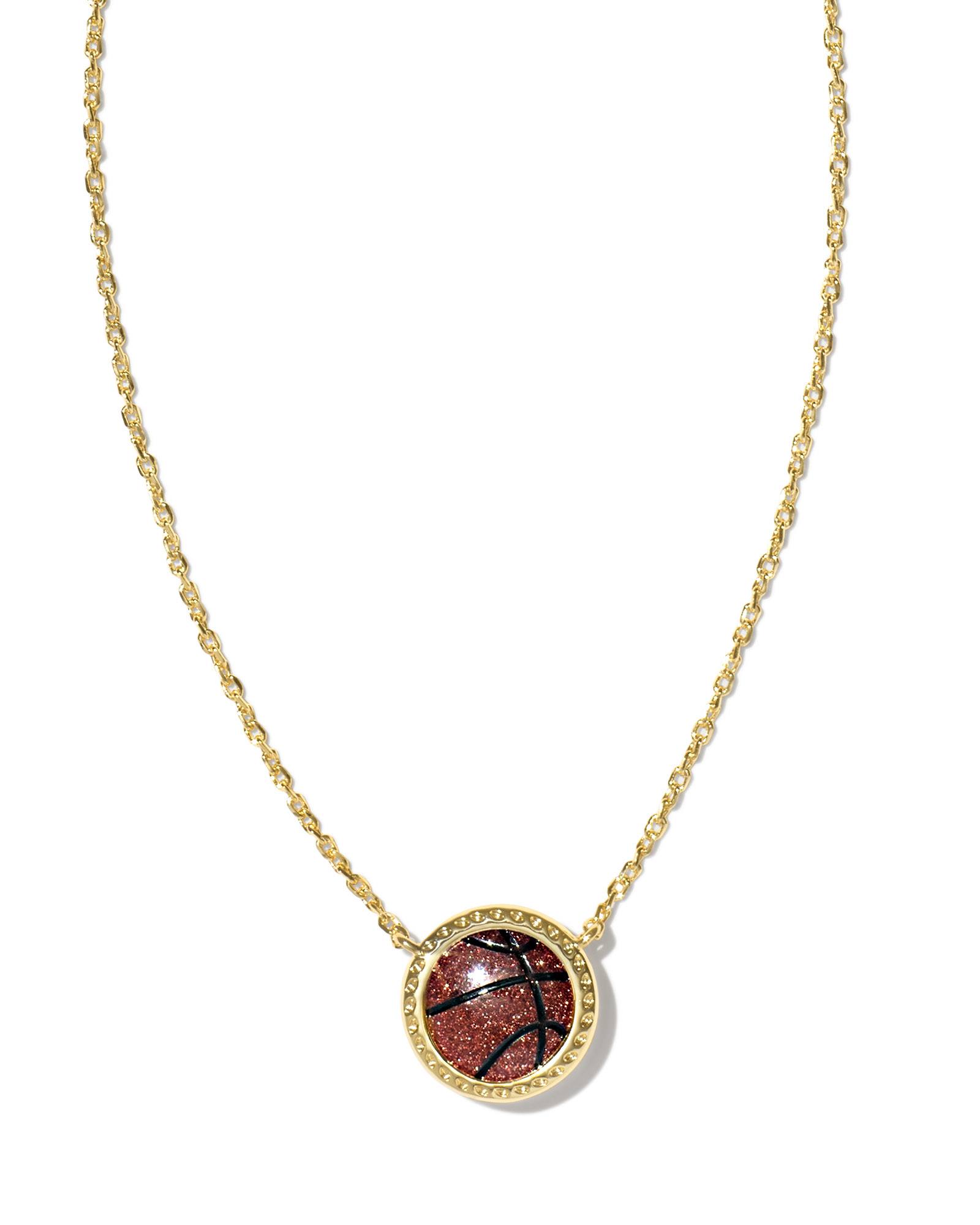 Kendra Scott Basketball Gold Short Pendant Necklace in Orange | Goldstone