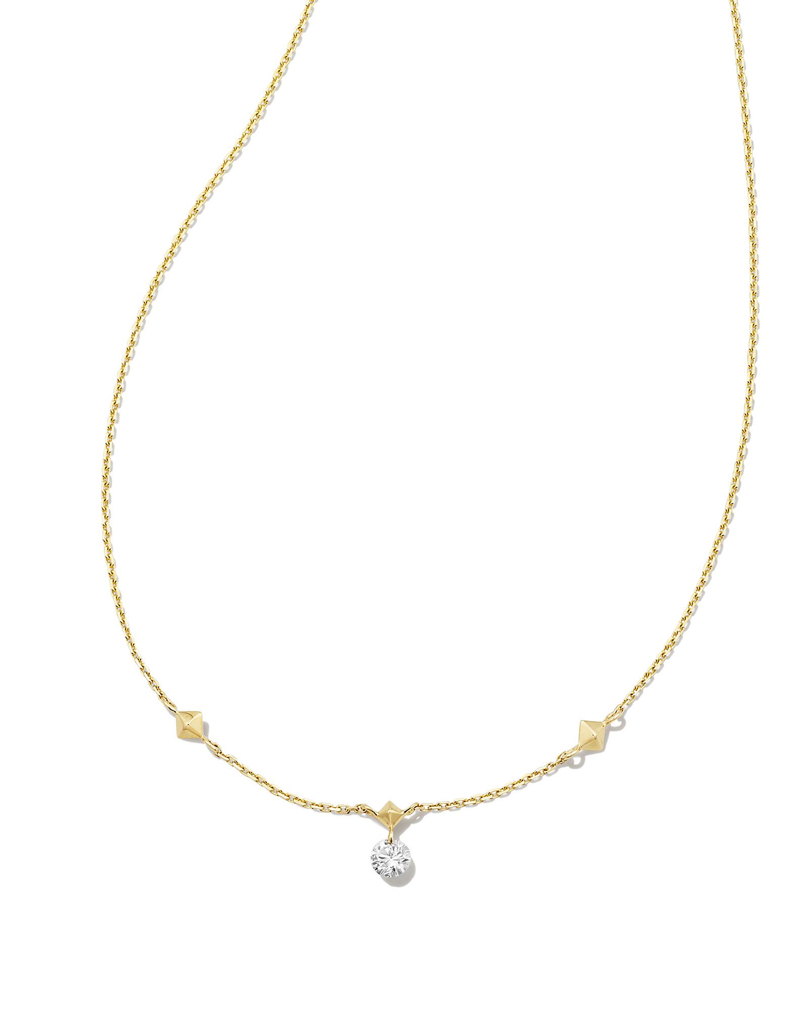 Kendra Scott Floating Lab Grown White Diamond Pendant Necklace in 14k Yellow Gold | Lab Diamond