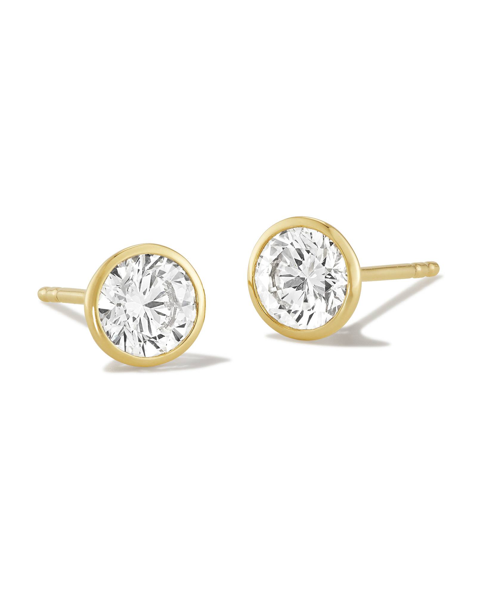 Kendra Scott Lab Grown White Diamond Audrey Stud Earrings in 14k Yellow Gold | Lab Diamond