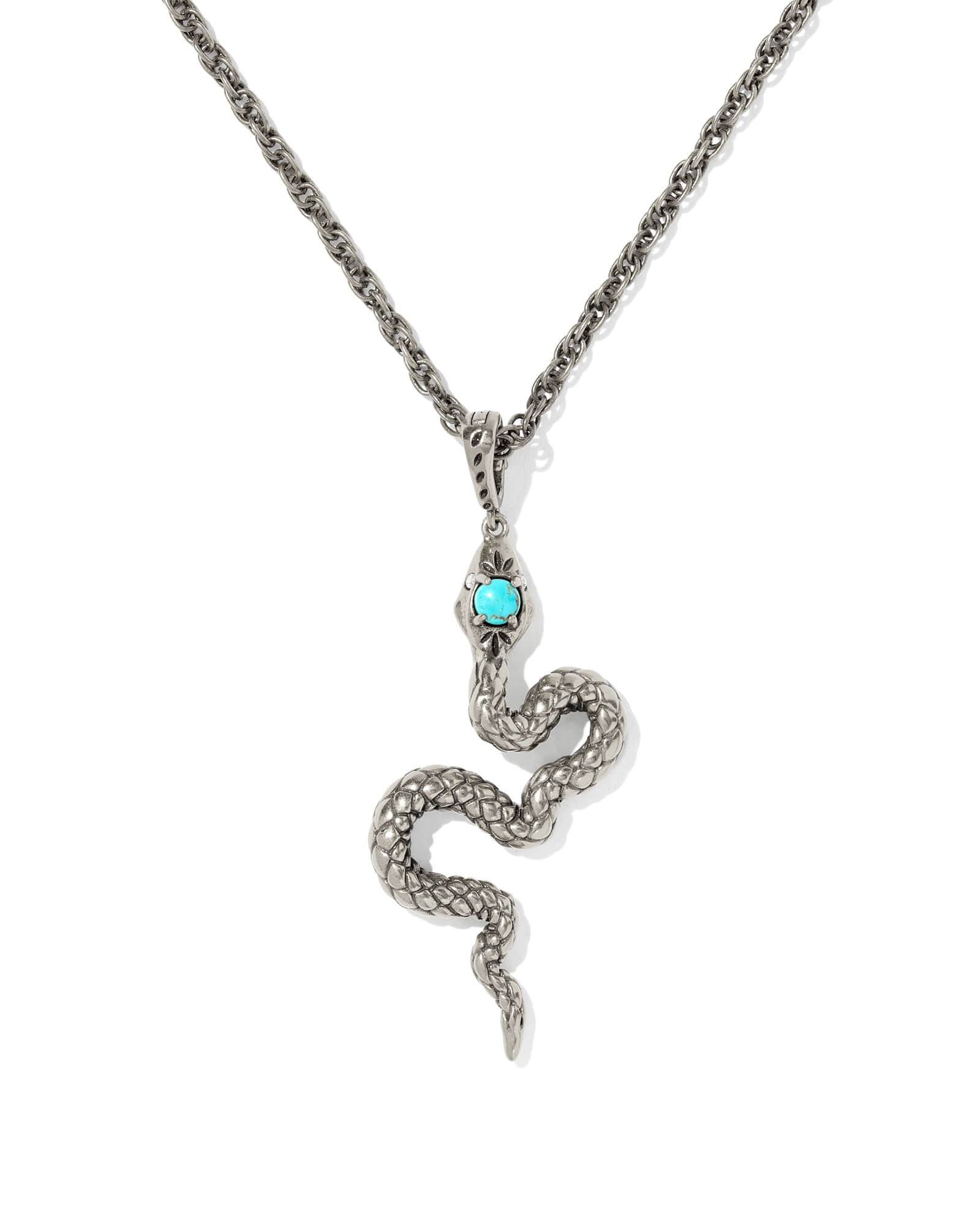 Kendra Scott Snake Vintage Silver Large Long Pendant Necklace | Variegated Magnesite