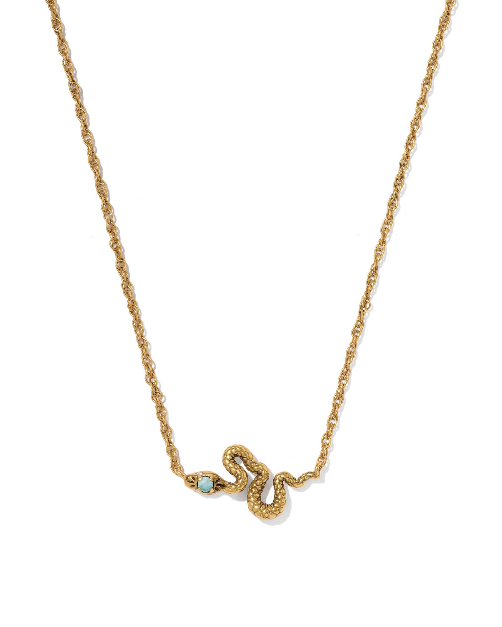 Kendra Scott Snake Vintage Gold Short Pendant Necklace | Variegated Magnesite