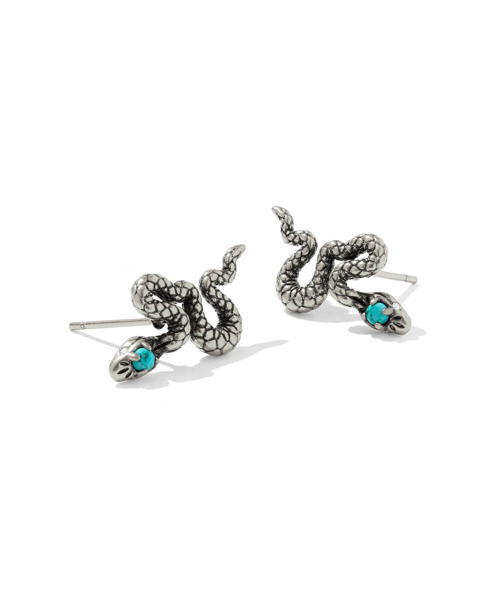 Kendra Scott Snake Vintage Silver Stud Earrings | Variegated Magnesite/Metal