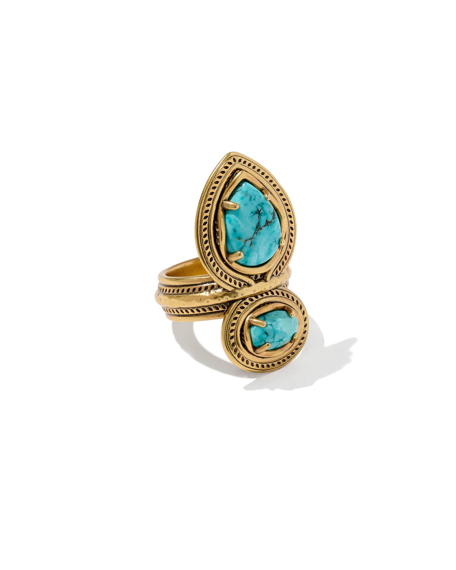 Kendra Scott Tedi Vintage Gold Band Ring | Variegated Magnesite/Metal | Size 7
