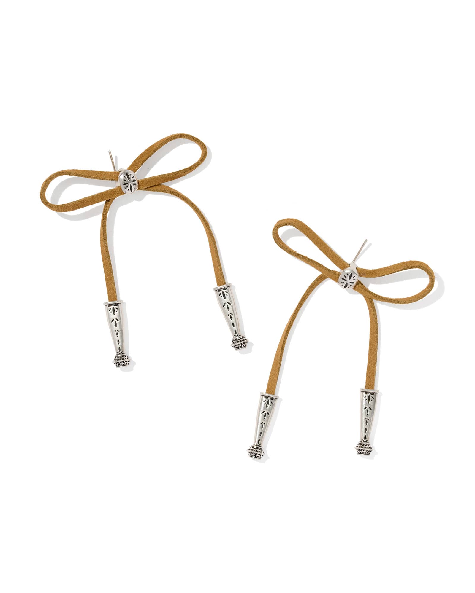 Kendra Scott Tedi Vintage Silver Bow Statement Earrings | Suede Cord