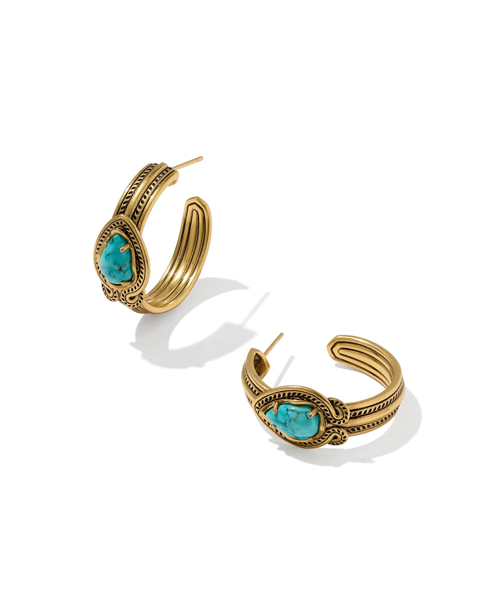 Kendra Scott Tedi Vintage Gold Huggie Earrings | Variegated Magnesite