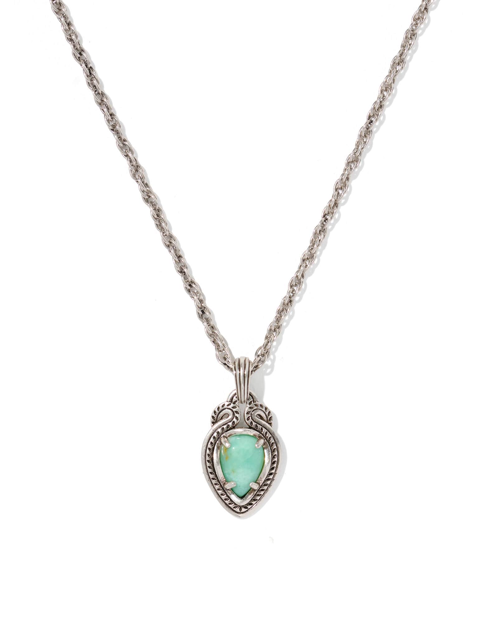 Kendra Scott Tedi Vintage Silver Short Pendant Necklace | Chrysocolla