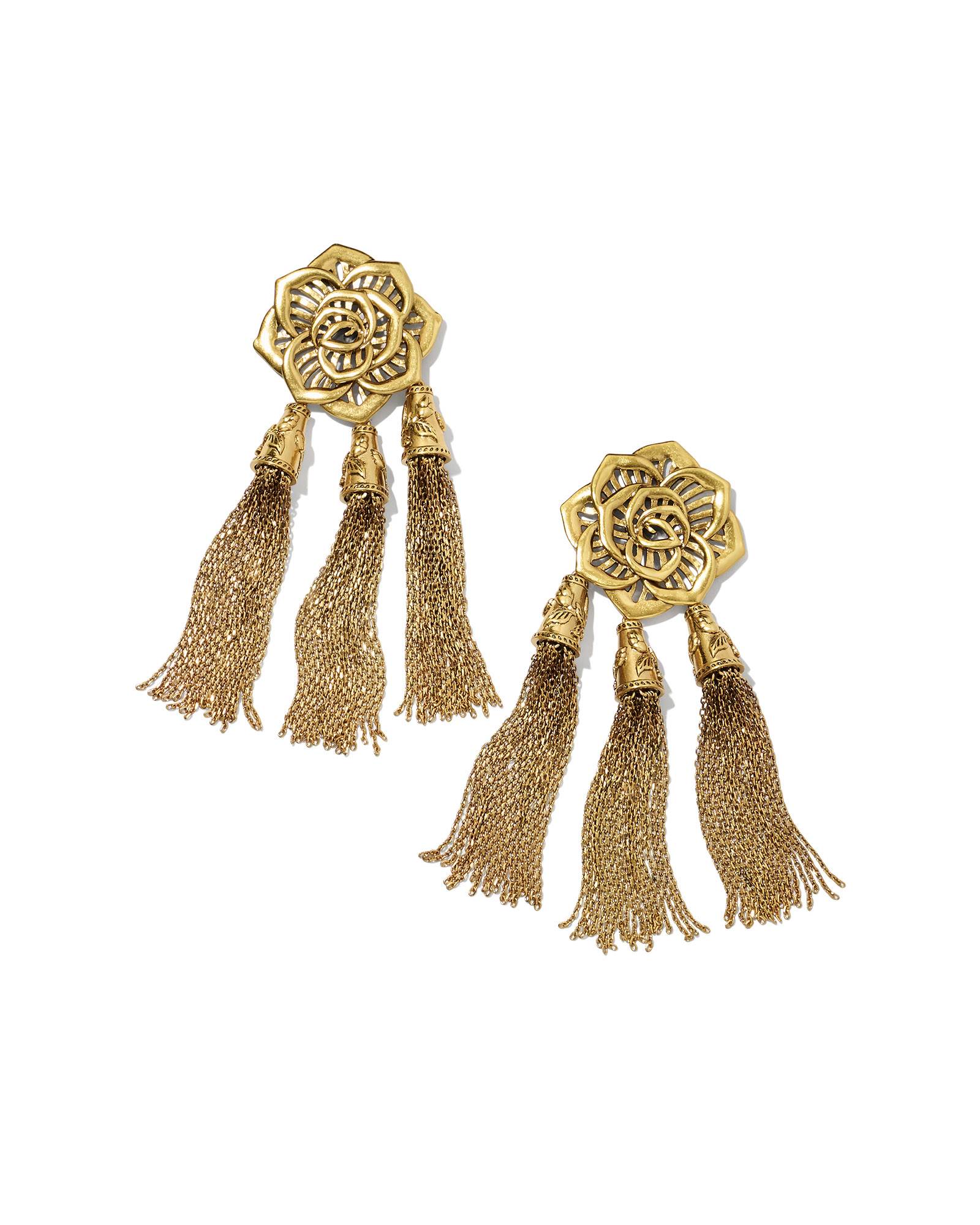 Kendra Scott Ansel Rose Statement Earrings in Vintage Gold | Metal