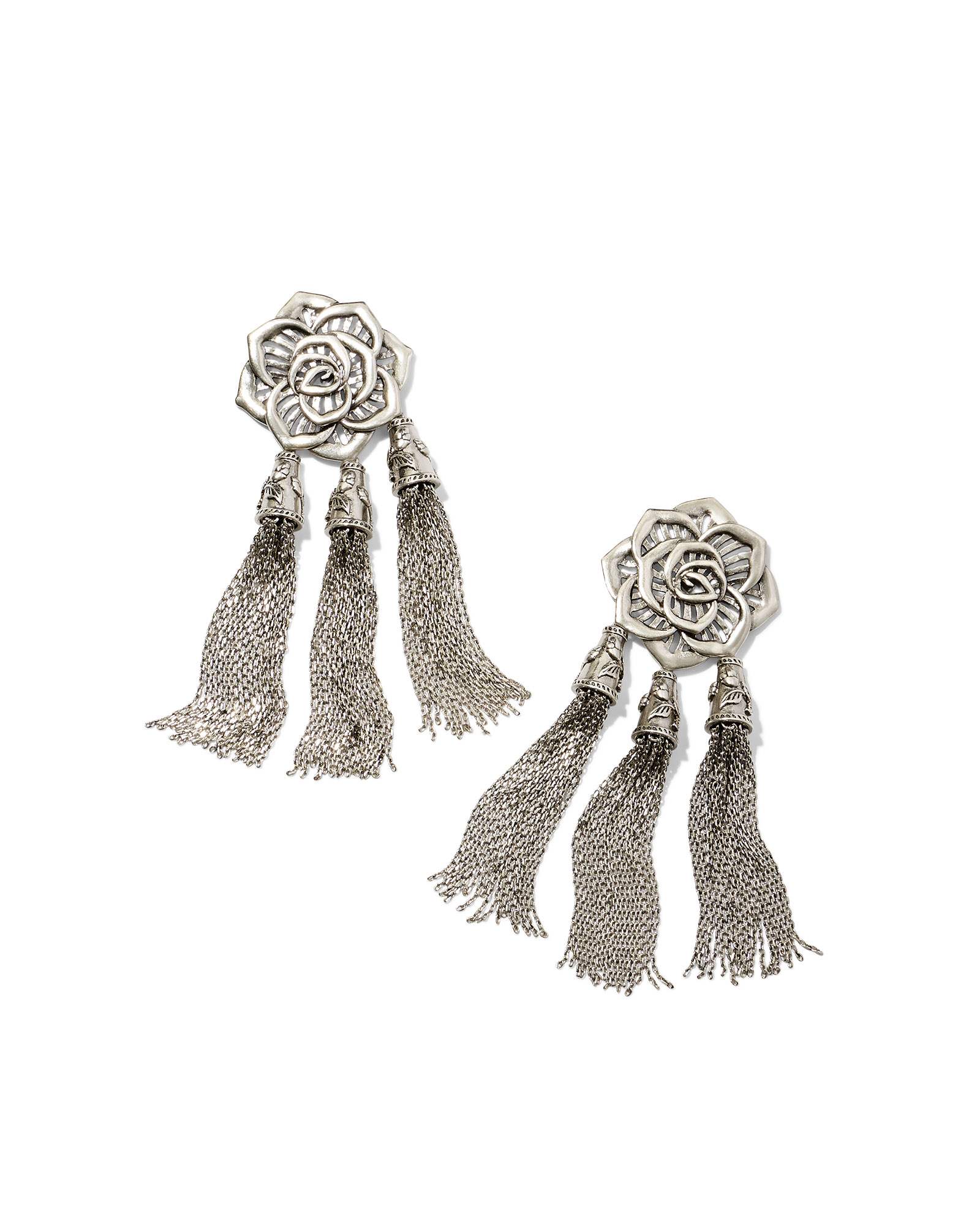 Kendra Scott Ansel Rose Statement Earrings in Vintage Silver | Metal