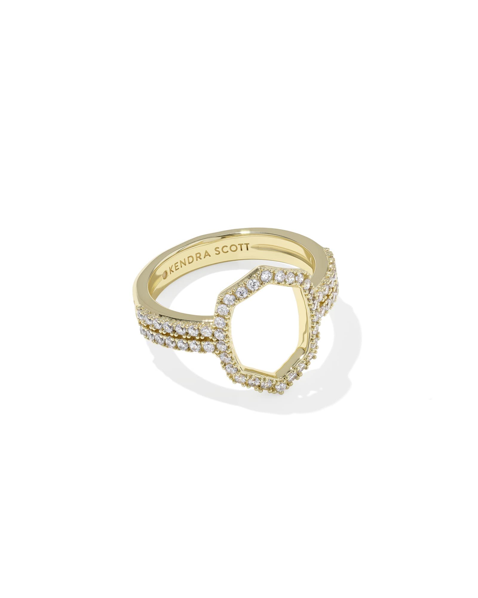 Kendra Scott Daphne Pave Gold Cocktail Ring | Cubic Zirconia | Size 5