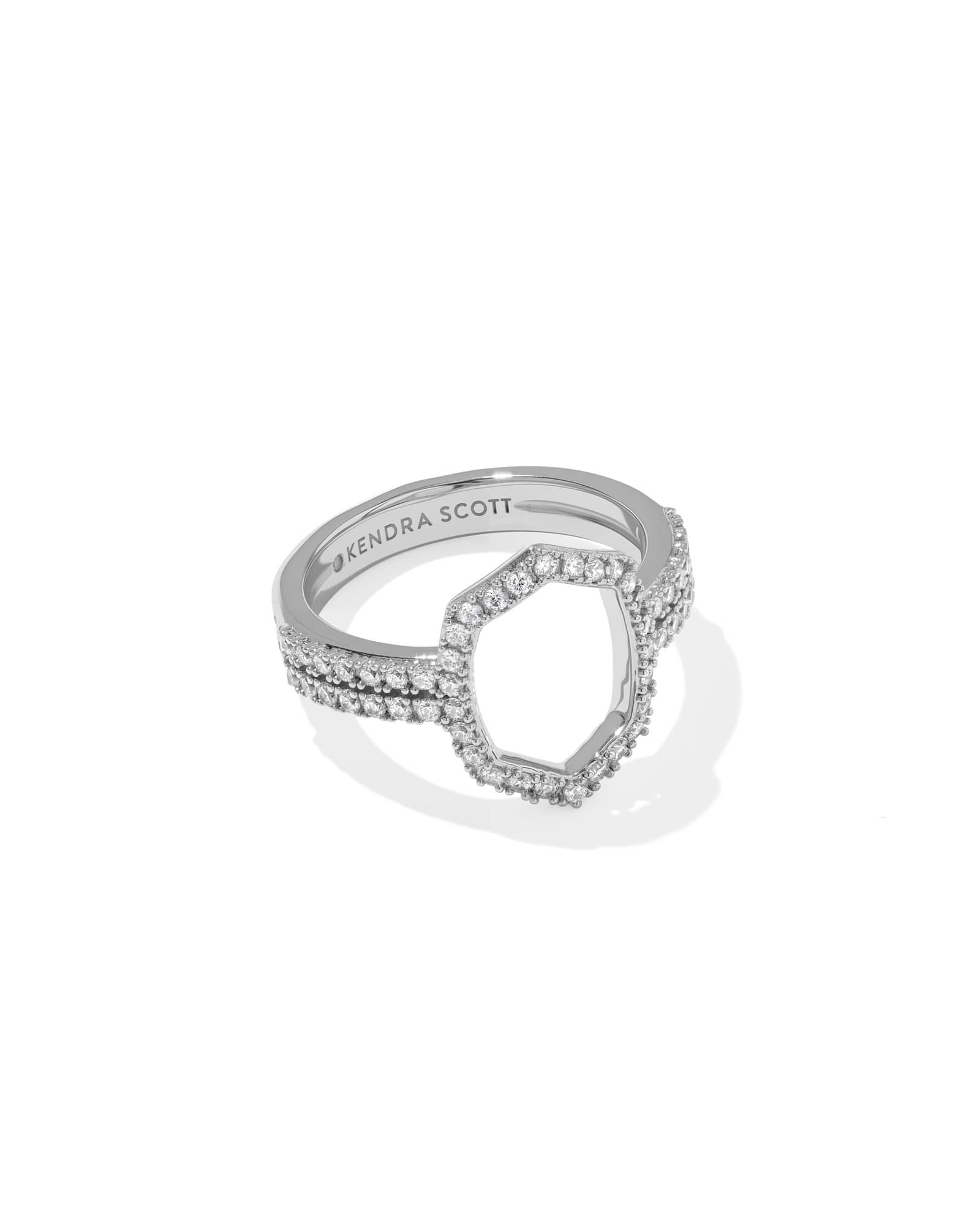 Kendra Scott Daphne Pave Silver Cocktail Ring | Cubic Zirconia/Metal Rhodium | Size 7