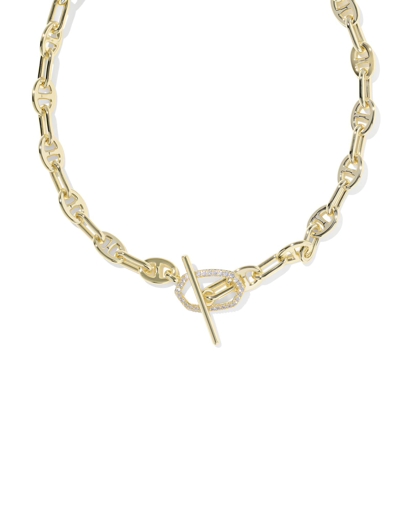 Kendra Scott Elisa Toggle Gold Link and Chain Necklace | Cubic Zirconia