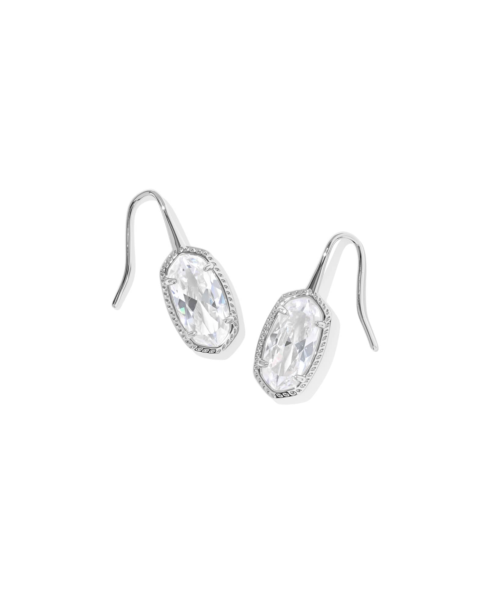 Kendra Scott Lee Luxe Silver Drop Earrings | Cubic Zirconia/Metal Rhodium