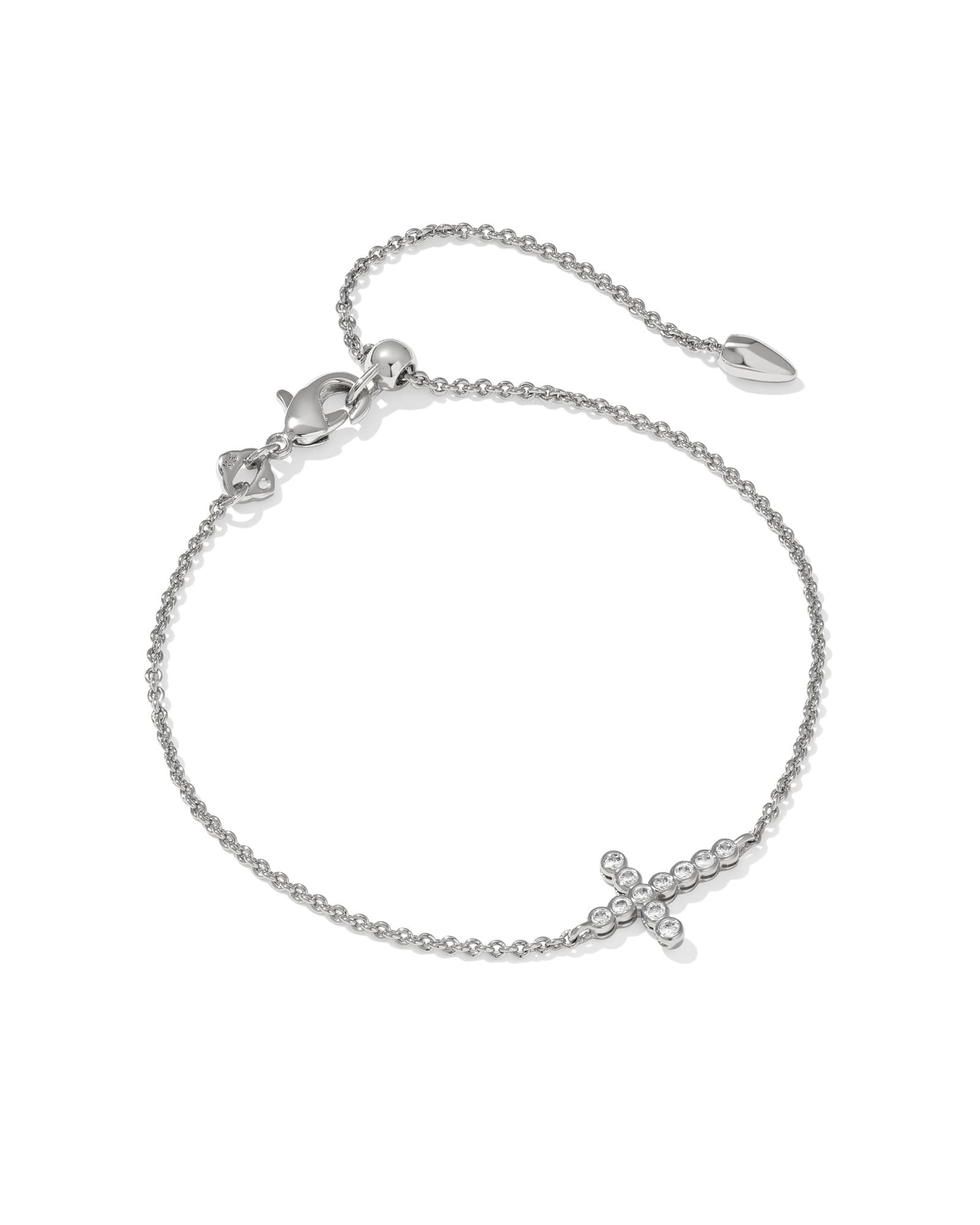 Kendra Scott Cross Silver Crystal Delicate Chain Bracelet | Cubic Zirconia/Metal Rhodium