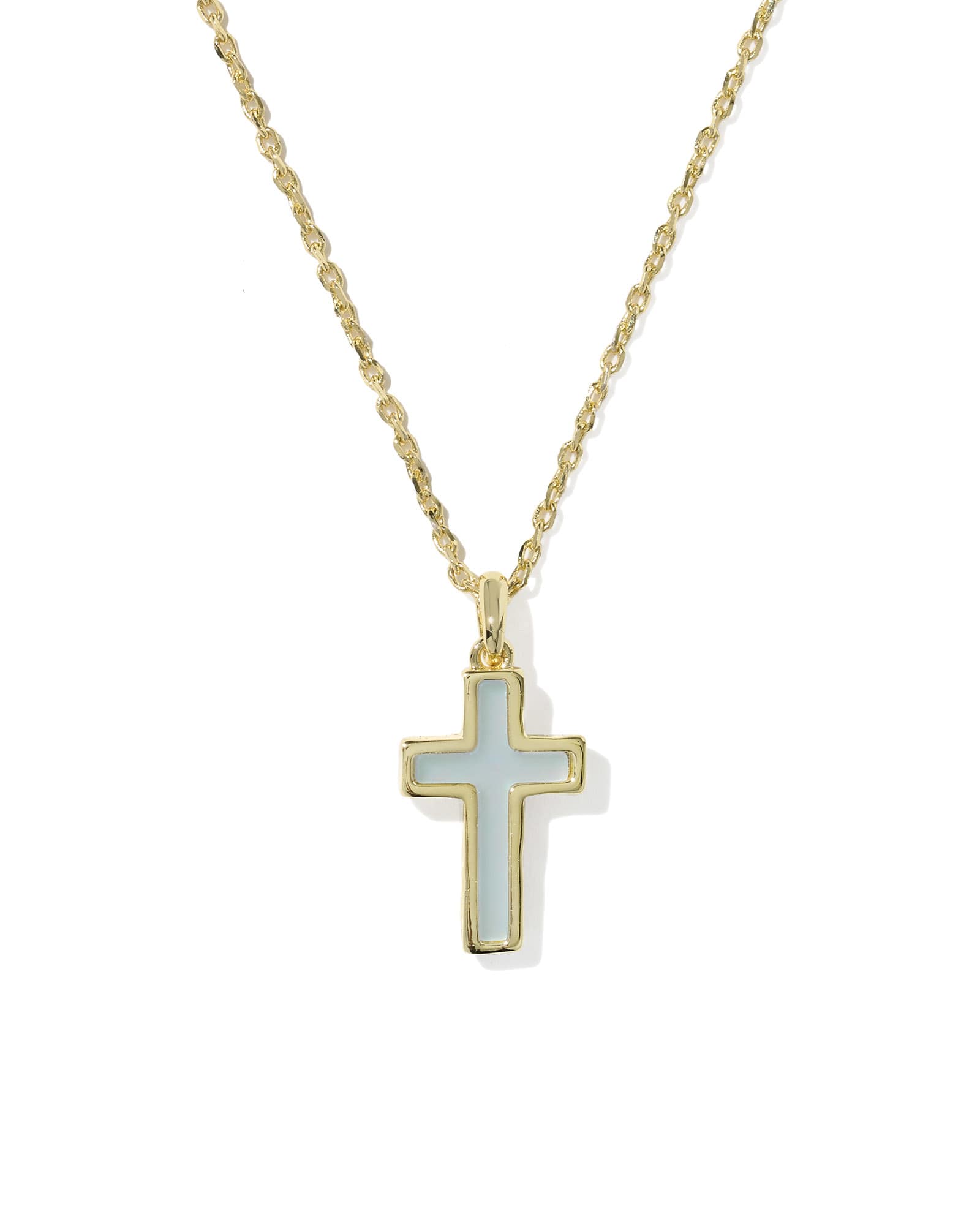 Kendra Scott Cross Gold Pendant Necklace | Dichroic Glass
