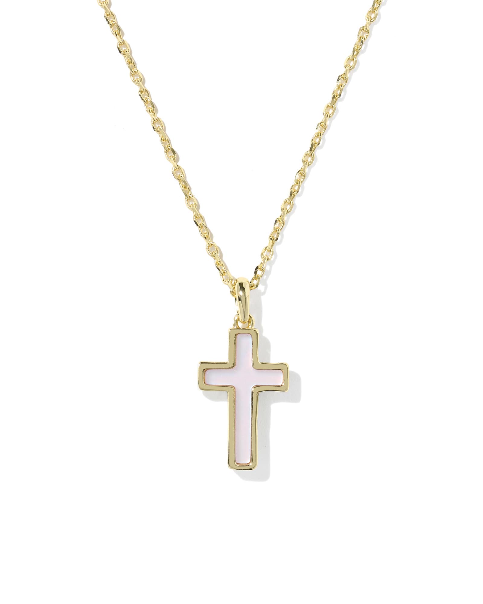 Kendra Scott Cross Gold Pendant Necklace | Dichroic Glass