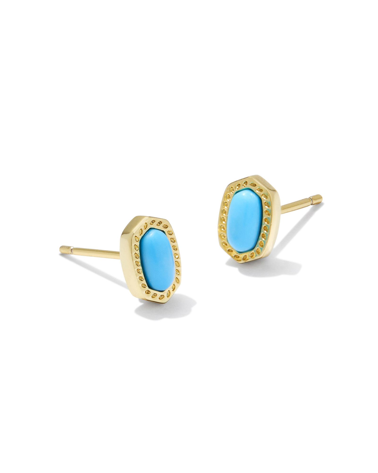 Kendra Scott Mini Ellie Gold Stud Earrings in Turquoise | Magnesite