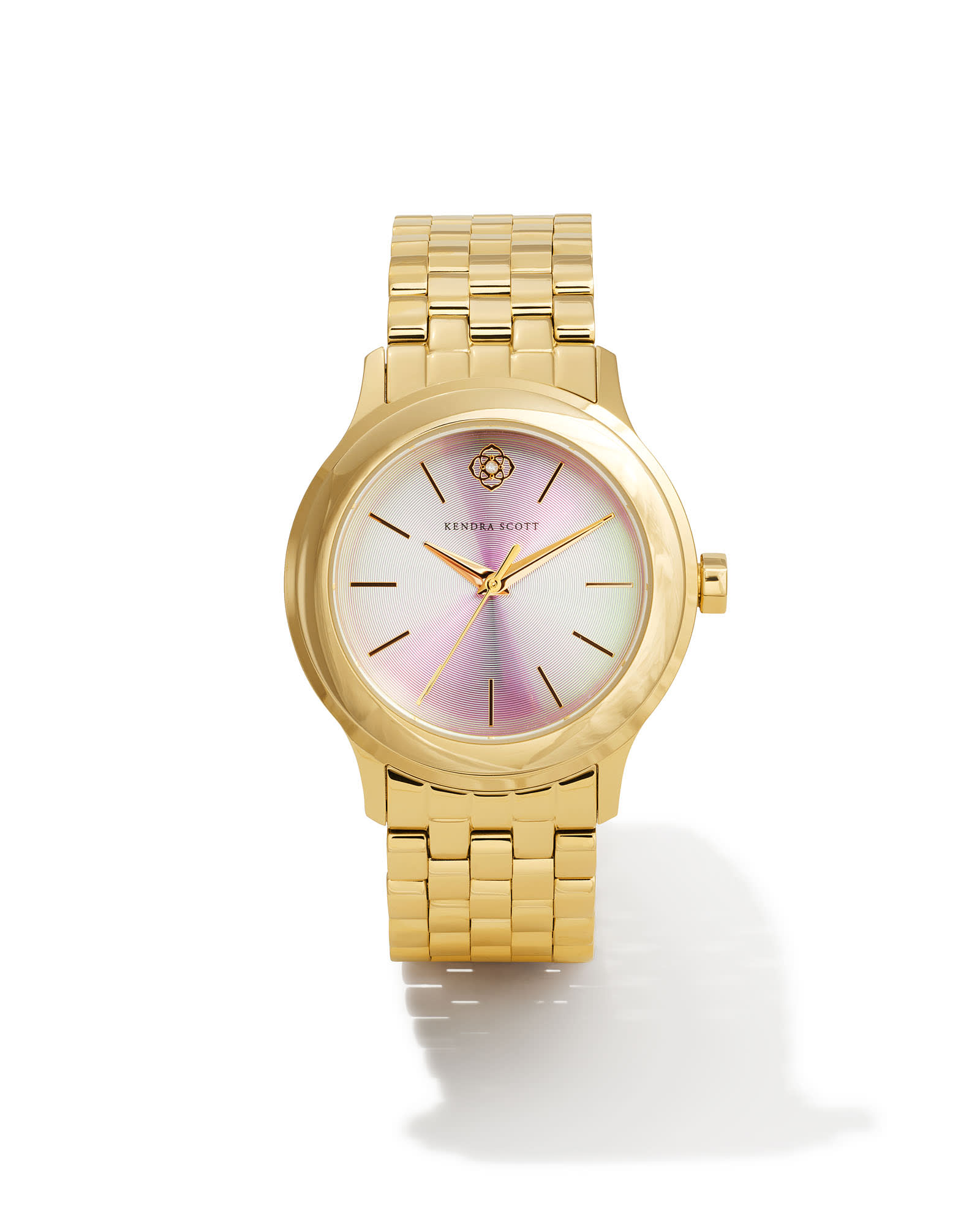 Kendra Scott Alex 35mm Watch in Light Iridescent Sunray | Gold Tone Stainless Steel