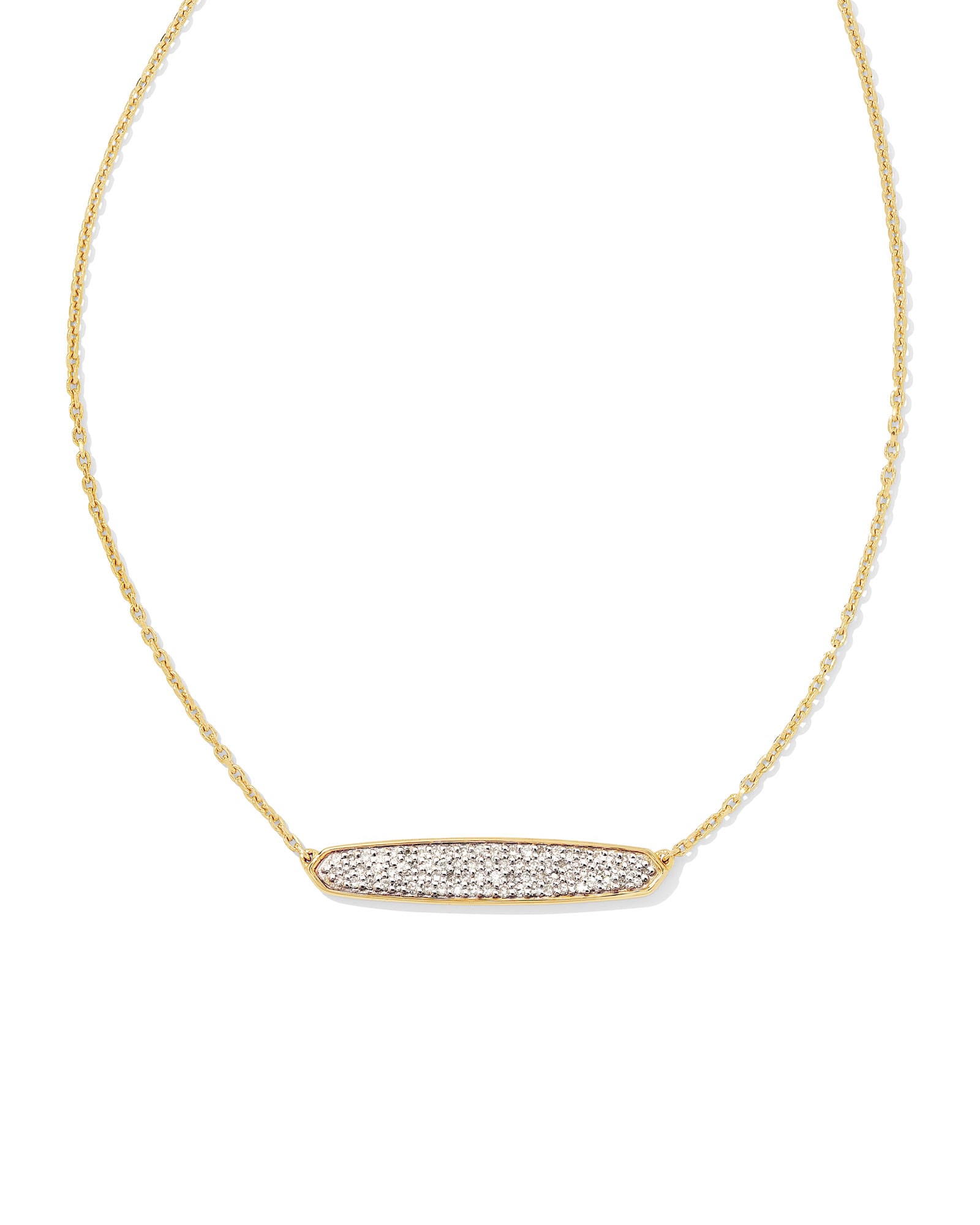 Kendra Scott Mattie 18k Yellow Gold Vermeil Pave Pendant Necklace in White Diamond | Diamonds