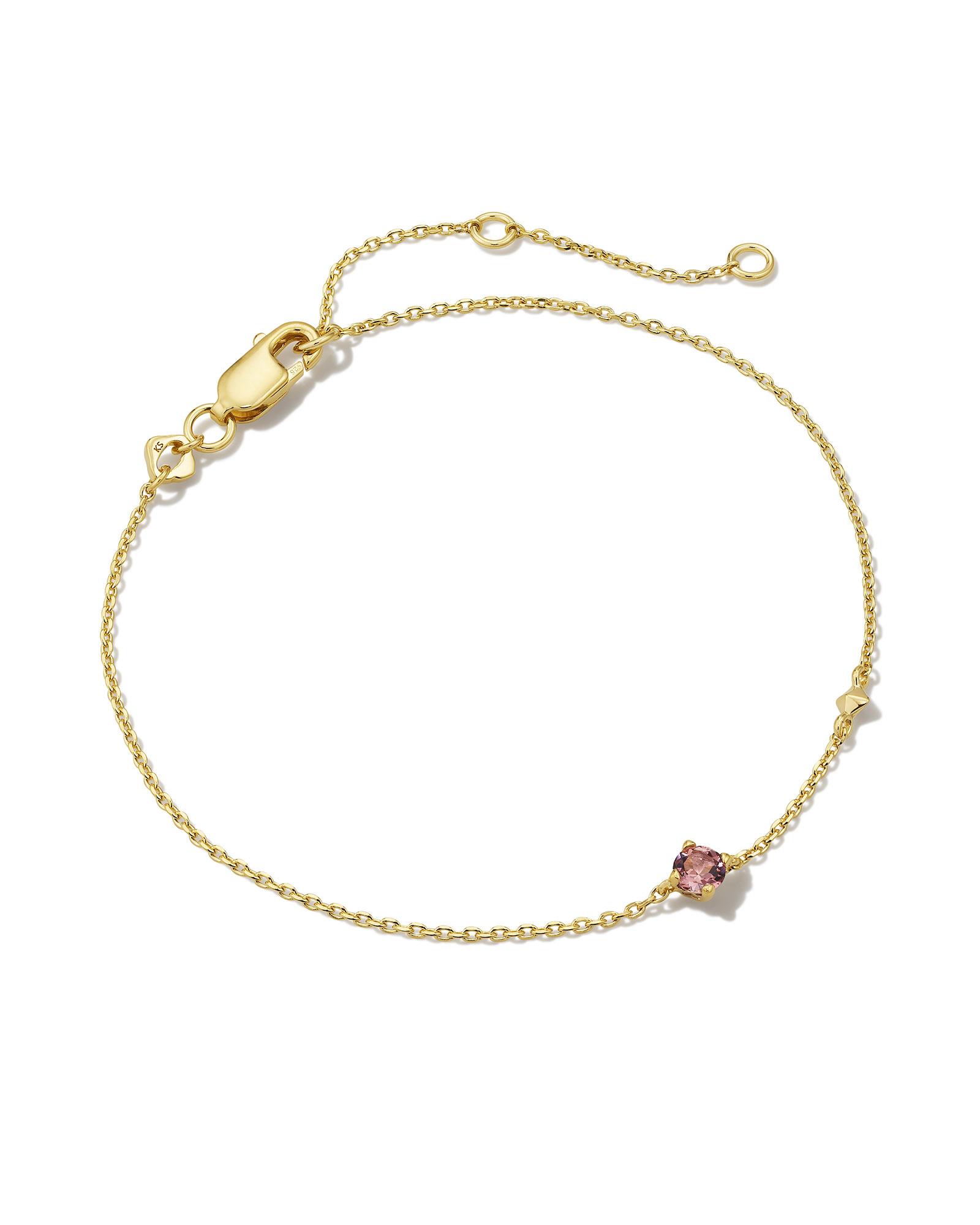 Kendra Scott Maisie 18k Gold Vermeil Delicate Chain Bracelet in Pink | Tourmaline