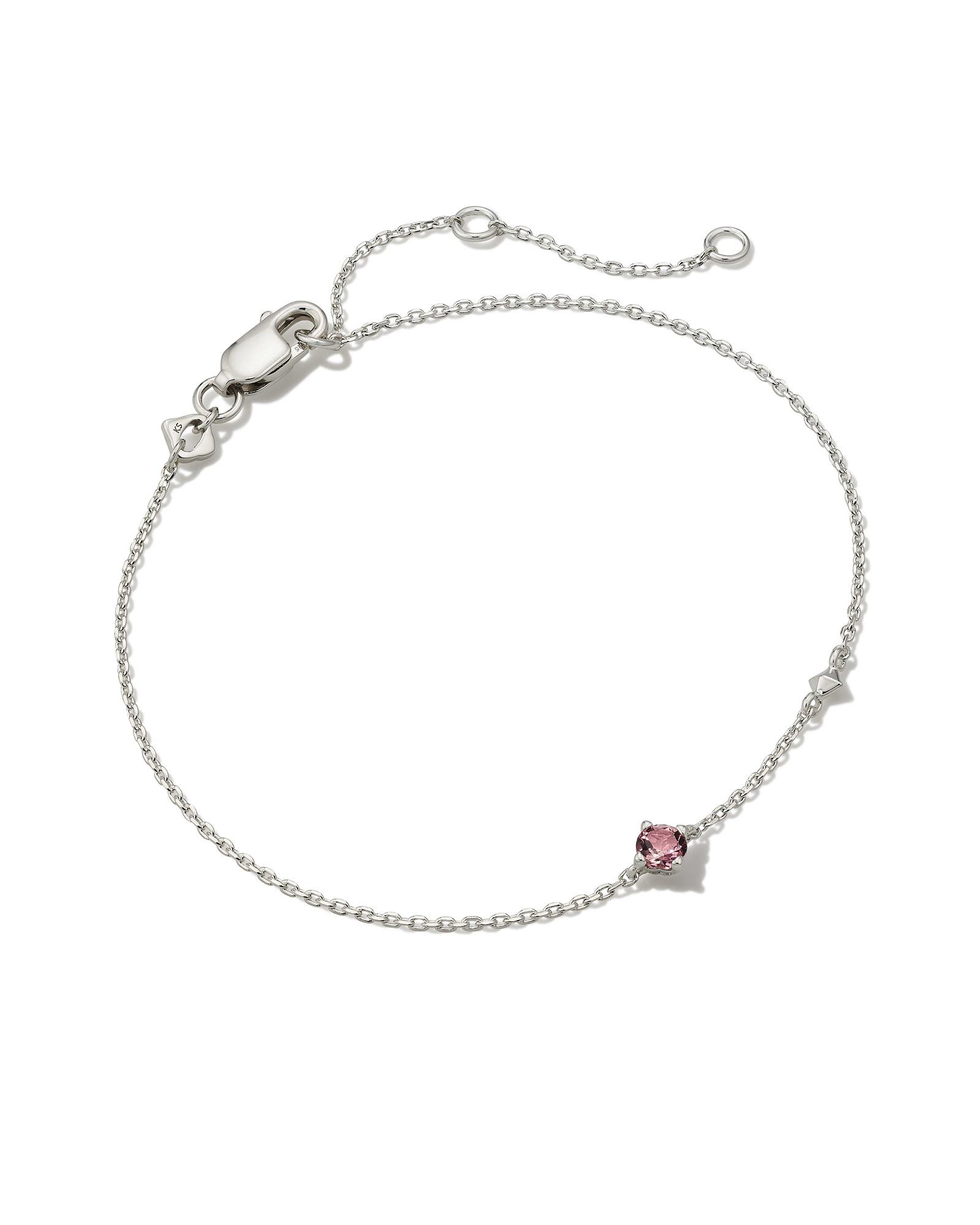 Kendra Scott Maisie Sterling Silver Delicate Chain Bracelet in Pink | Tourmaline