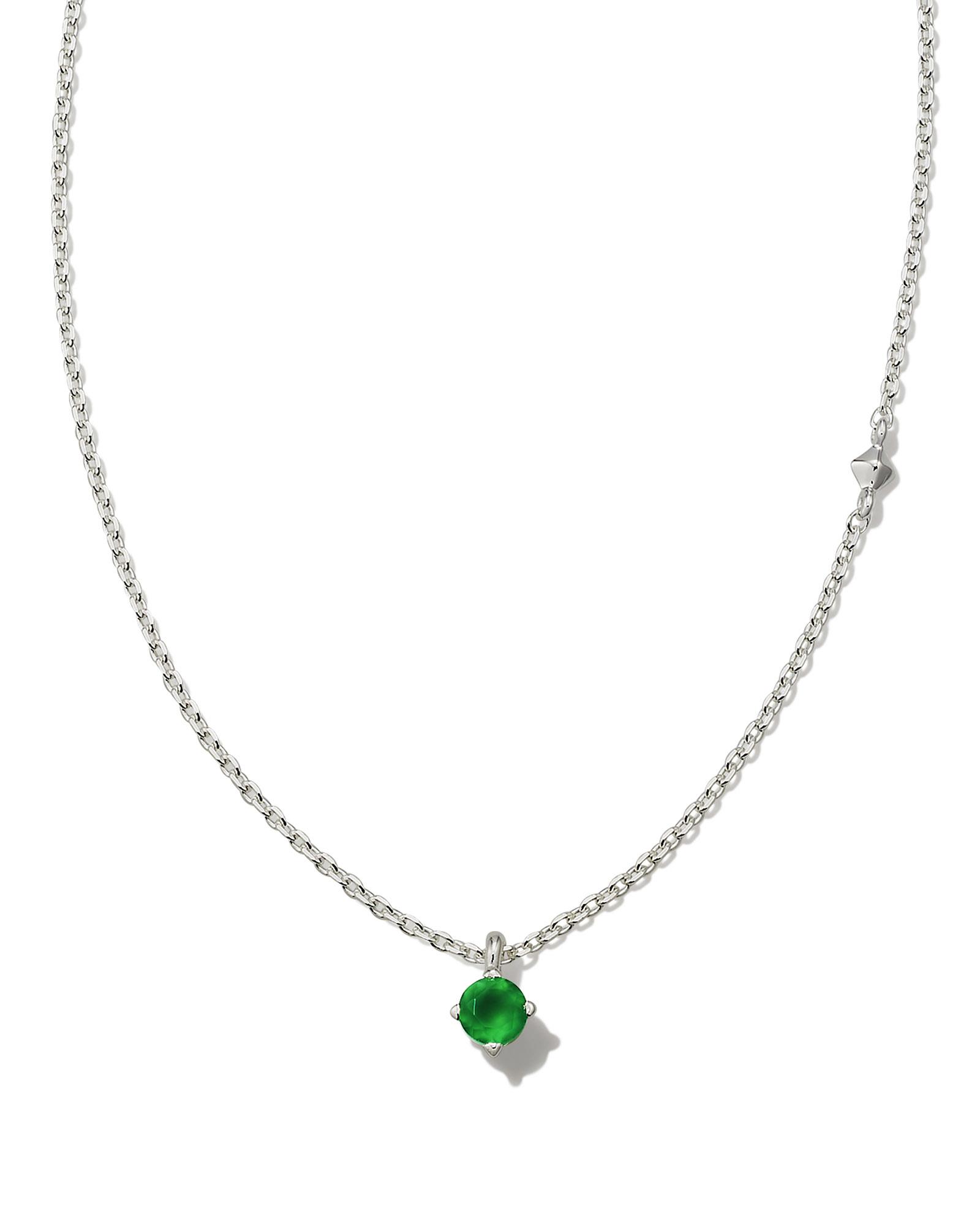 Kendra Scott Maisie Sterling Silver Pendant Necklace in Green | Onyx