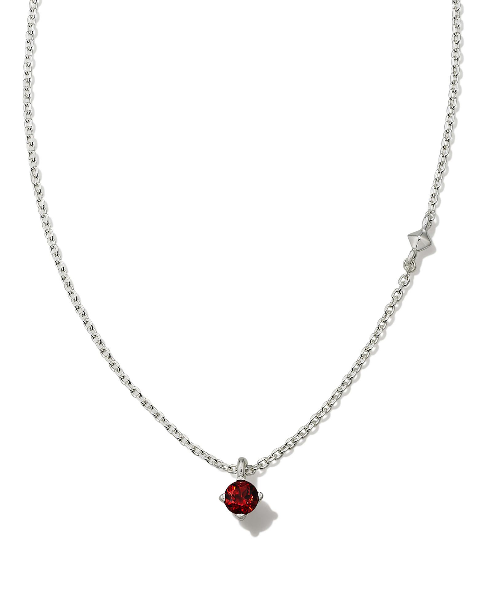 Kendra Scott Maisie Sterling Silver Pendant Necklace in Red | Garnet