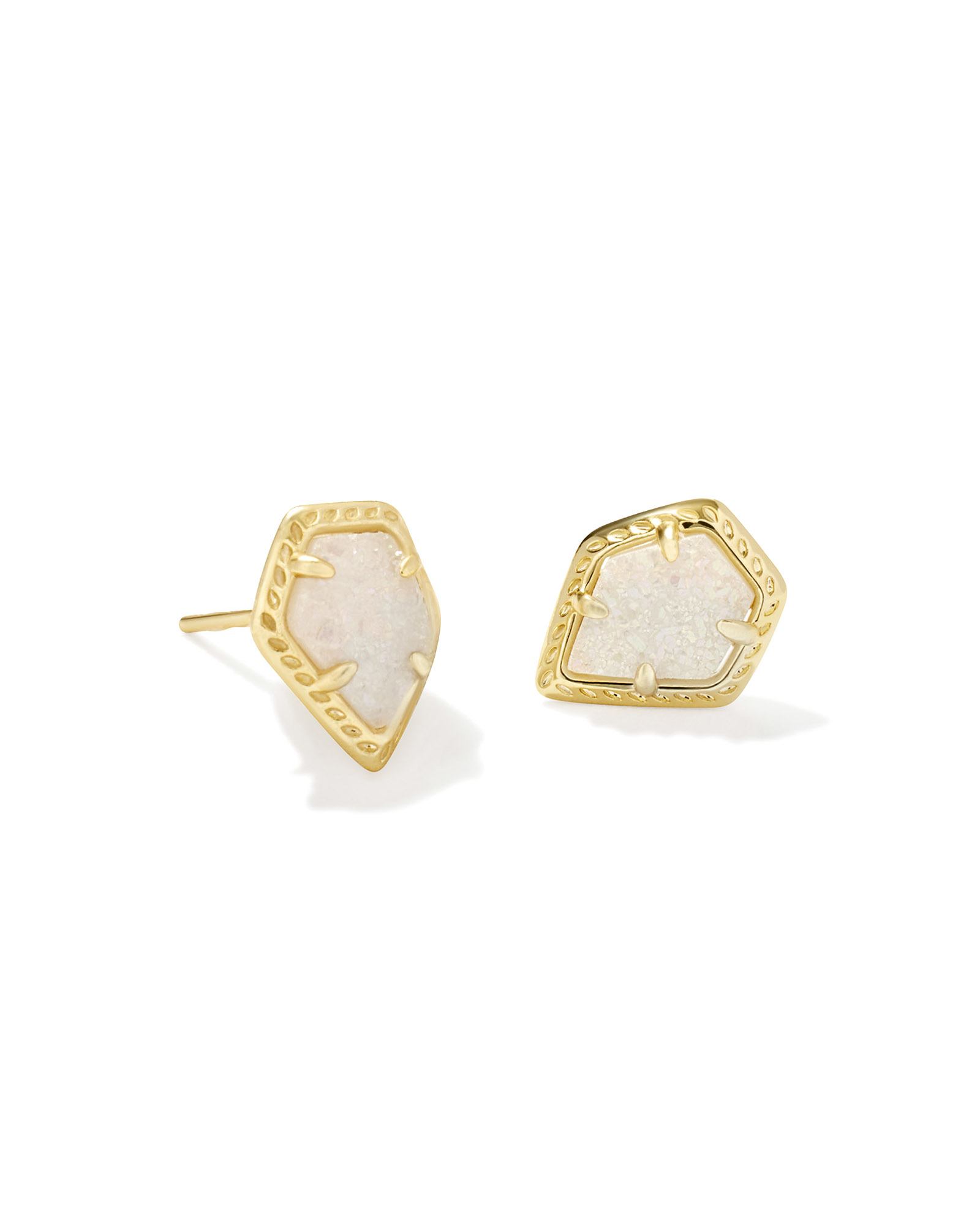 Kendra Scott Framed Gold Tessa Stud Earrings in Iridescent | Drusy