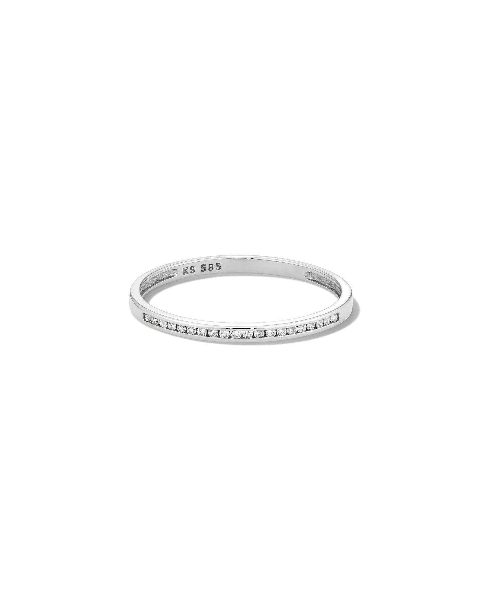 Kendra Scott Carey 14k White Gold Band Ring in White Diamond | Diamonds | Size 8