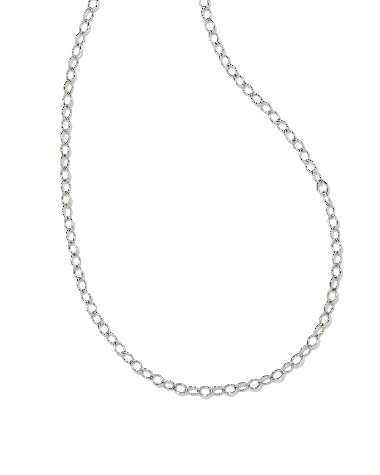 Kendra Scott Kit Silver Chain Necklace in White Crystal | Crystal/Metal Rhodium